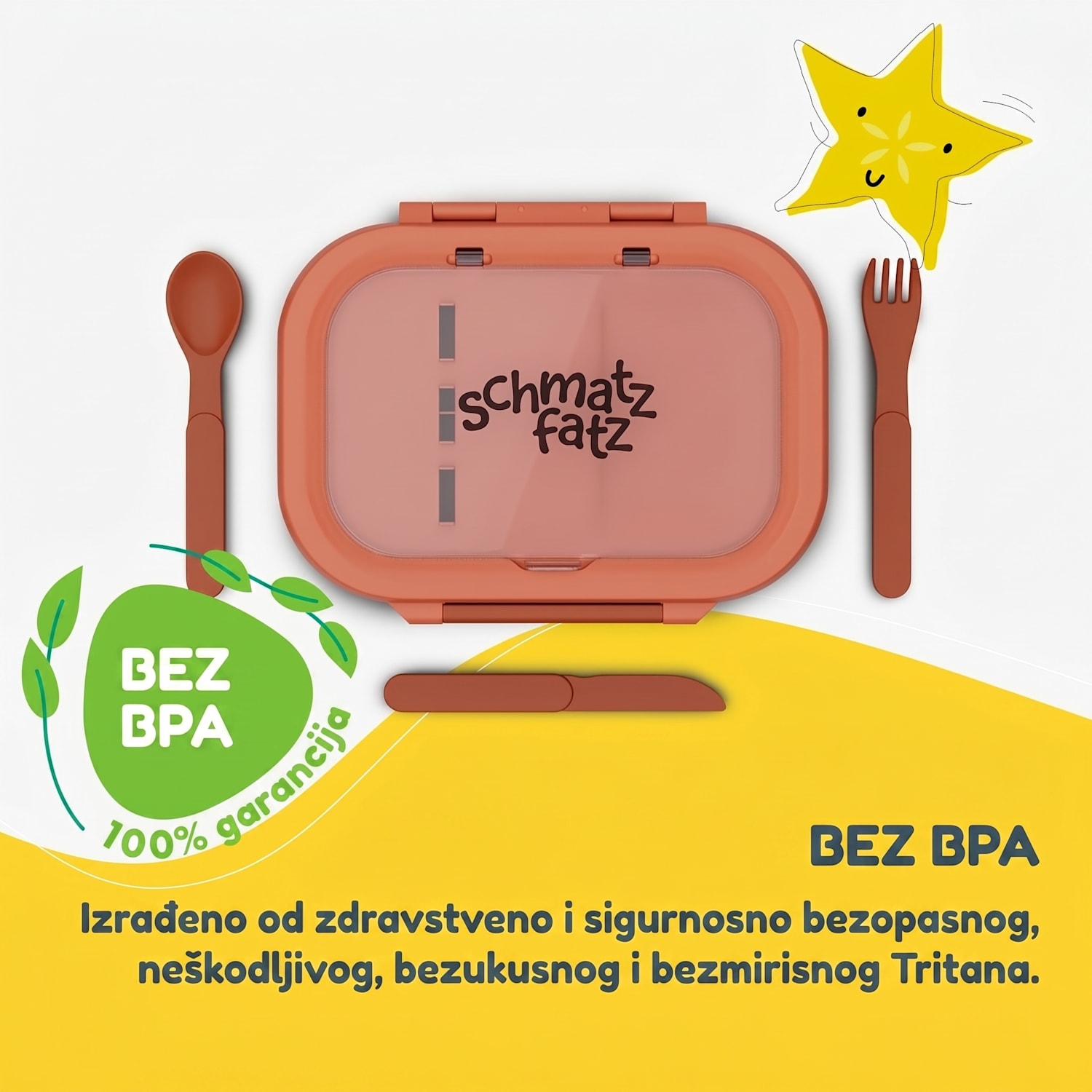 Bunko plastična kutija za grickalice s 3 pretinca Narančasta