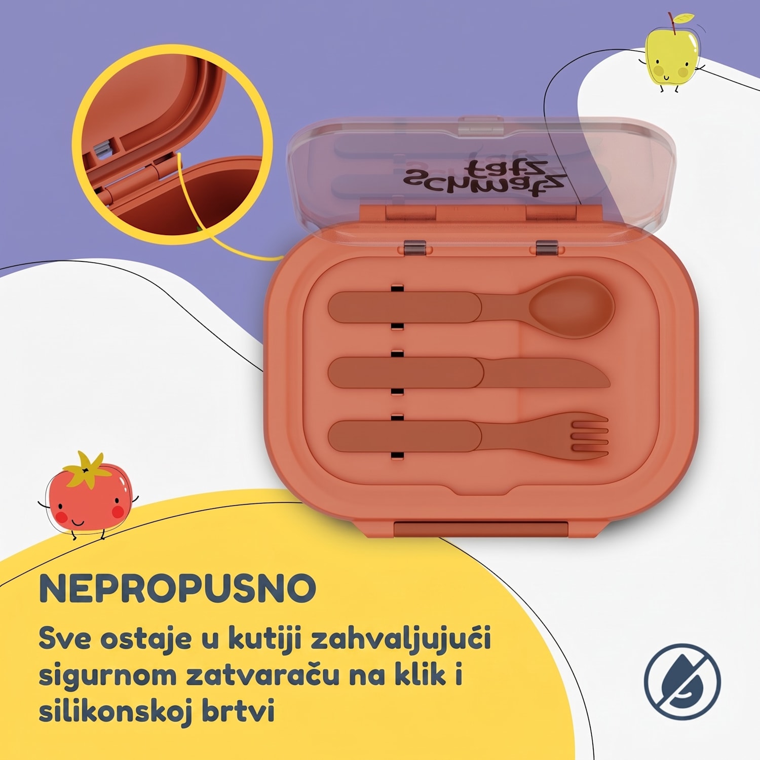 Bunko plastična kutija za grickalice s 3 pretinca Narančasta