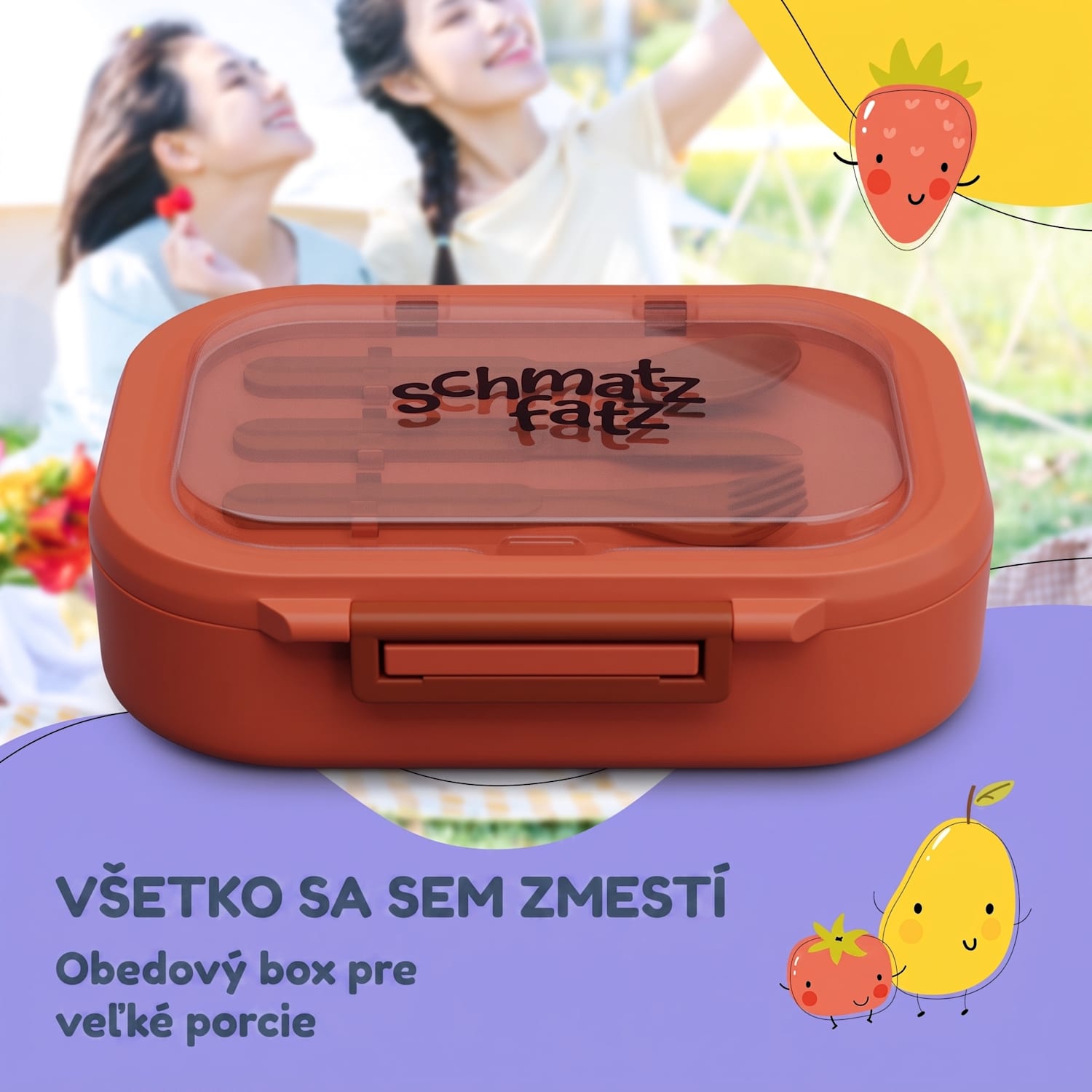 Bunko plastový desiatový box s 3 priehradkami Oranžová