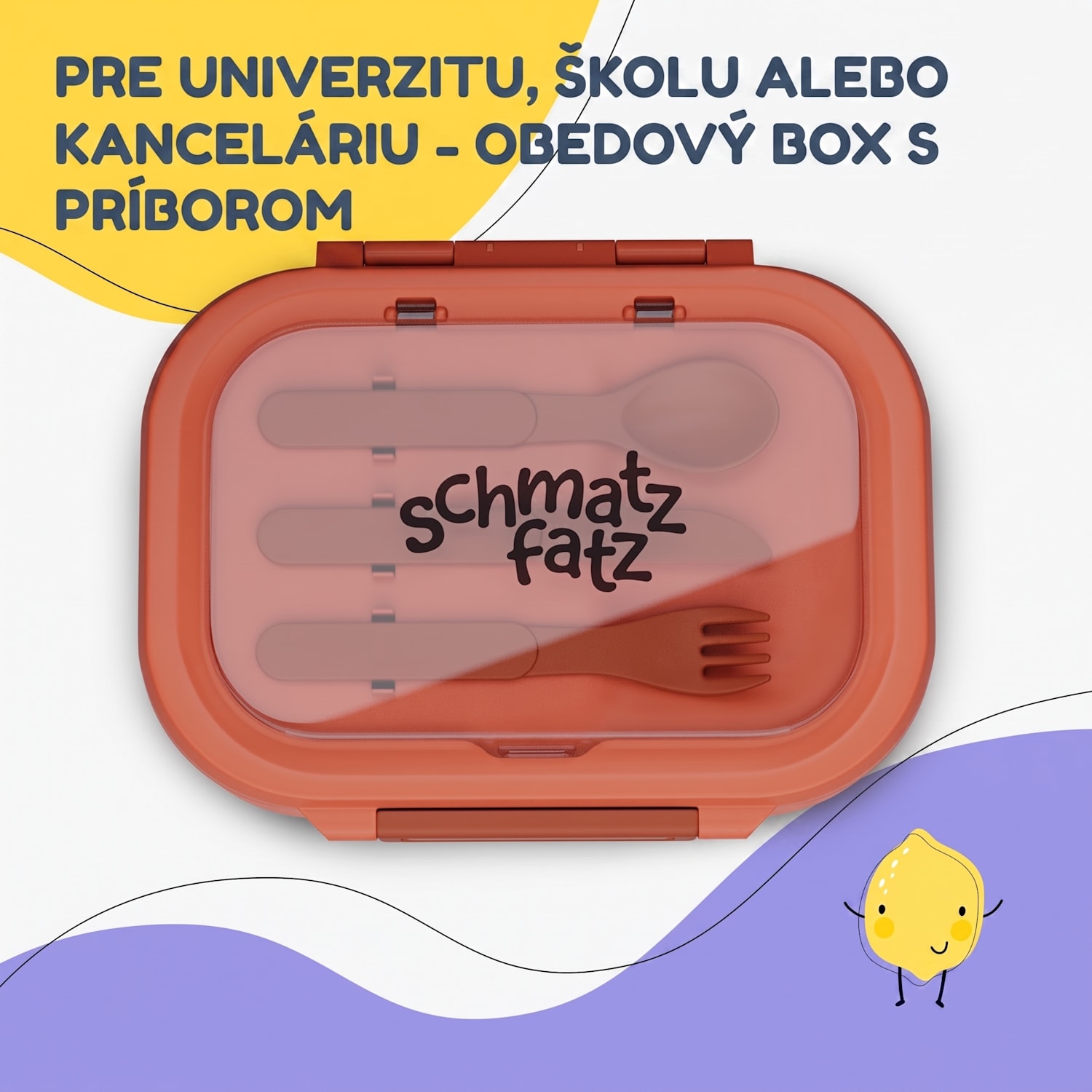 Bunko plastový desiatový box s 3 priehradkami Oranžová