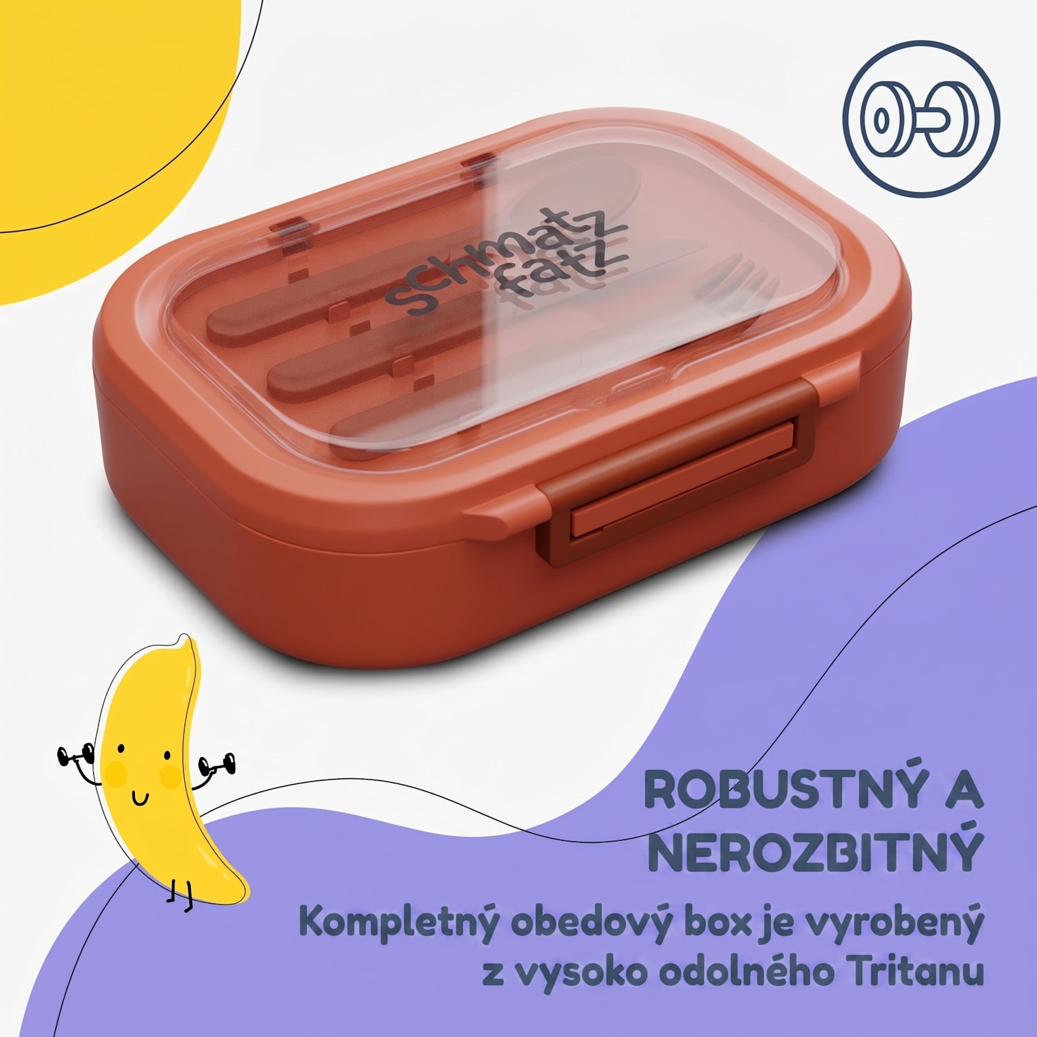 Bunko plastový desiatový box s 3 priehradkami Oranžová