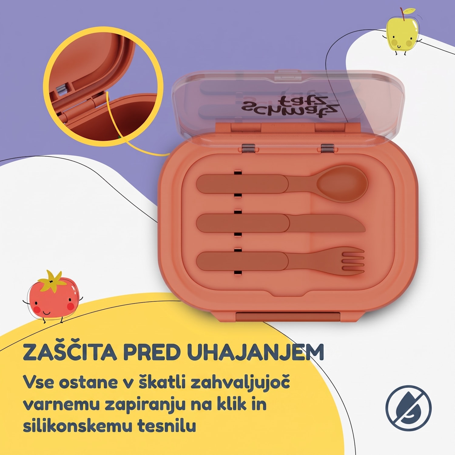 Bunko plastový desiatový box s 3 priehradkami Oranžna