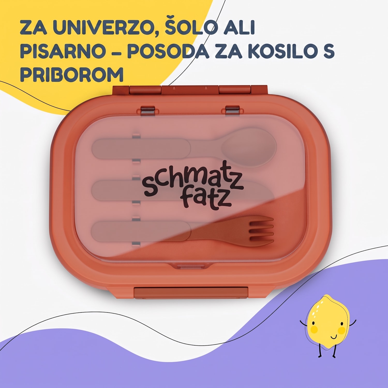 Bunko plastový desiatový box s 3 priehradkami Oranžna