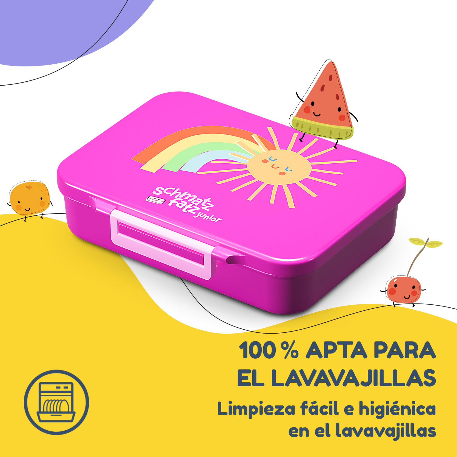 schmatzfatz by Lite Fiambrera 6 compartimentos 20,8 x 4,5 x 15 cm (ancho x alto x fondo) Sin BPA Tritán superligero Purple Sun