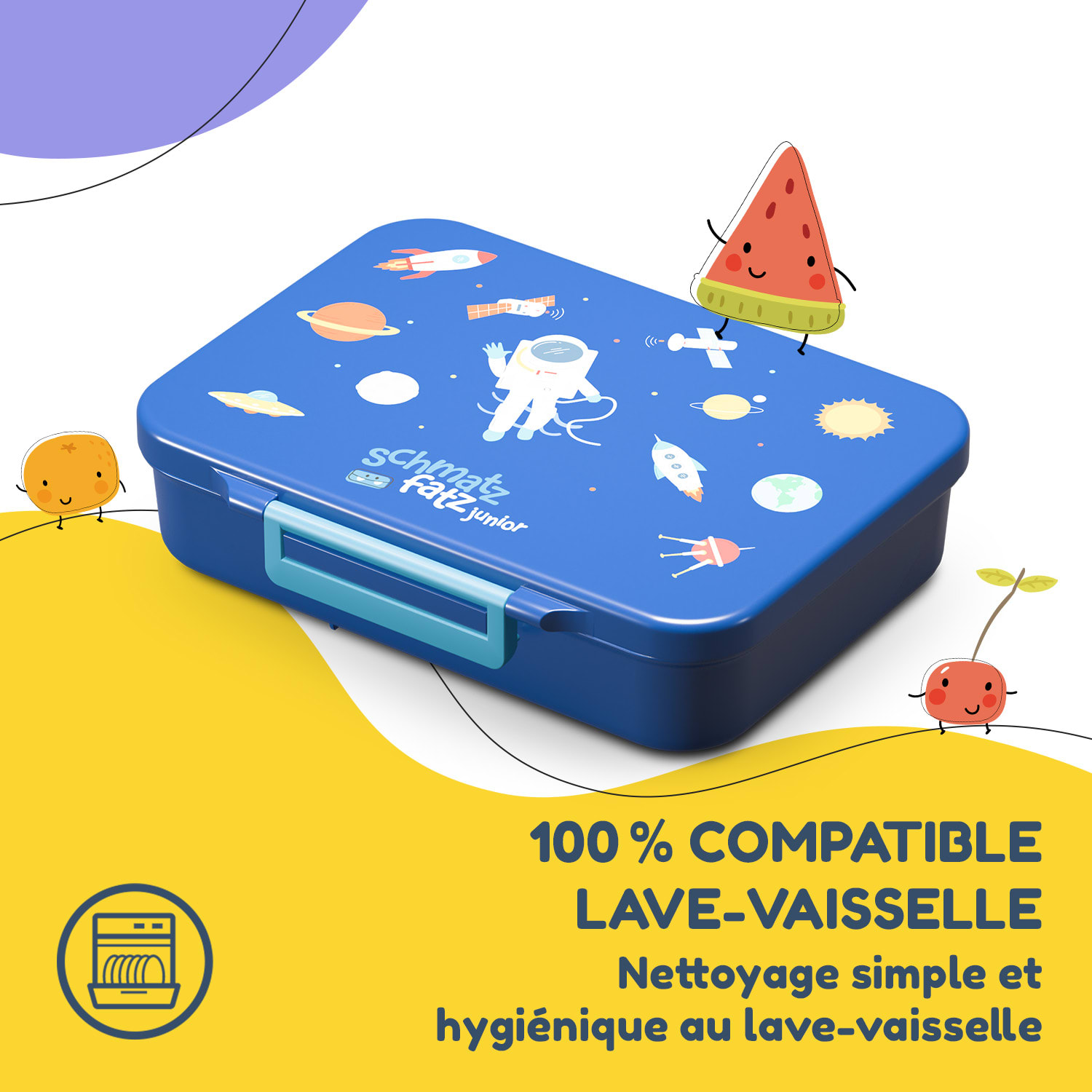 schmatzfatz by Lite Boîte à repas 6 compartiments 20,8 x 4,5 x 15 cm (LxHxP) Tritan extra léger sans BPA Navy Space