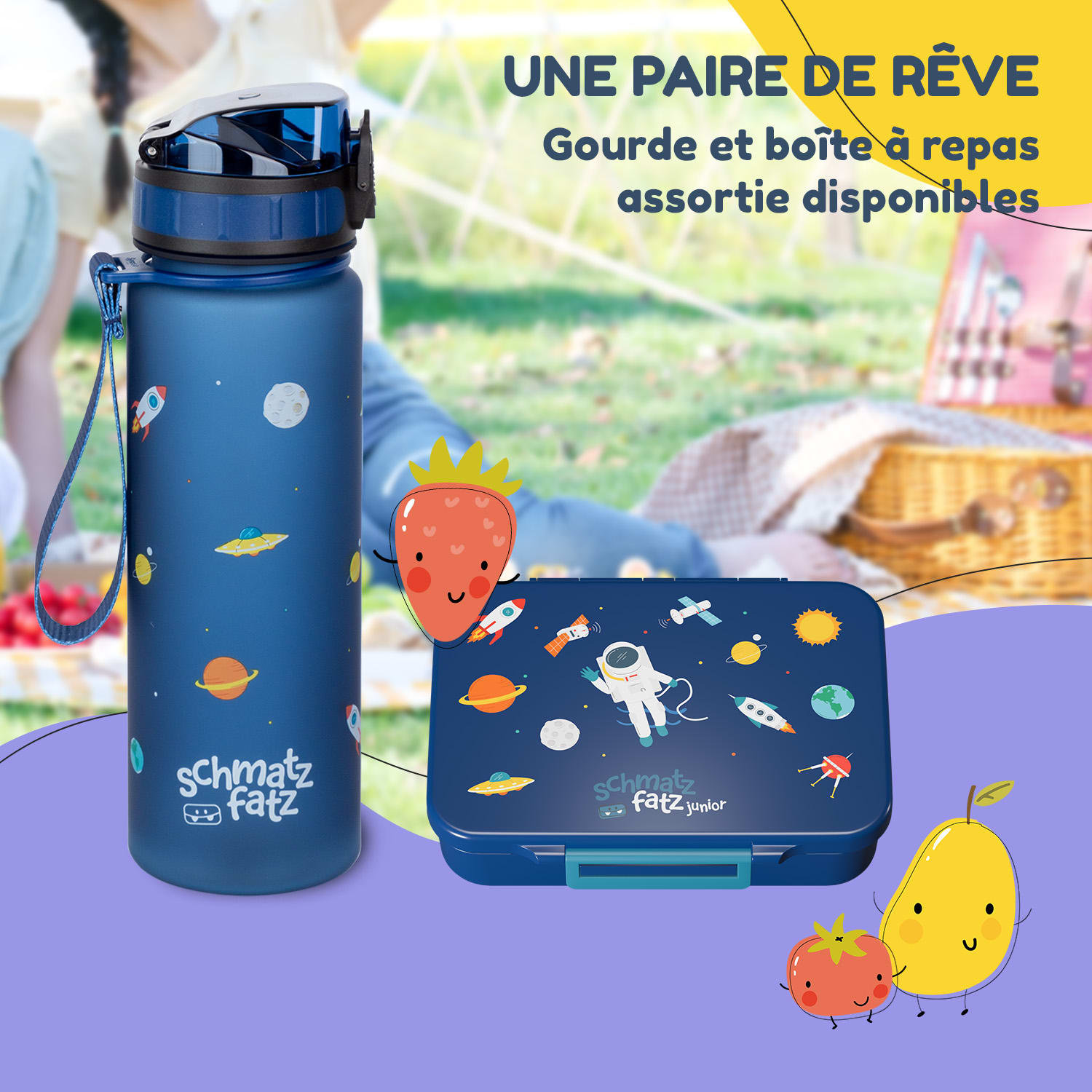 schmatzfatz by Lite Boîte à repas 6 compartiments 20,8 x 4,5 x 15 cm (LxHxP) Tritan extra léger sans BPA Navy Space