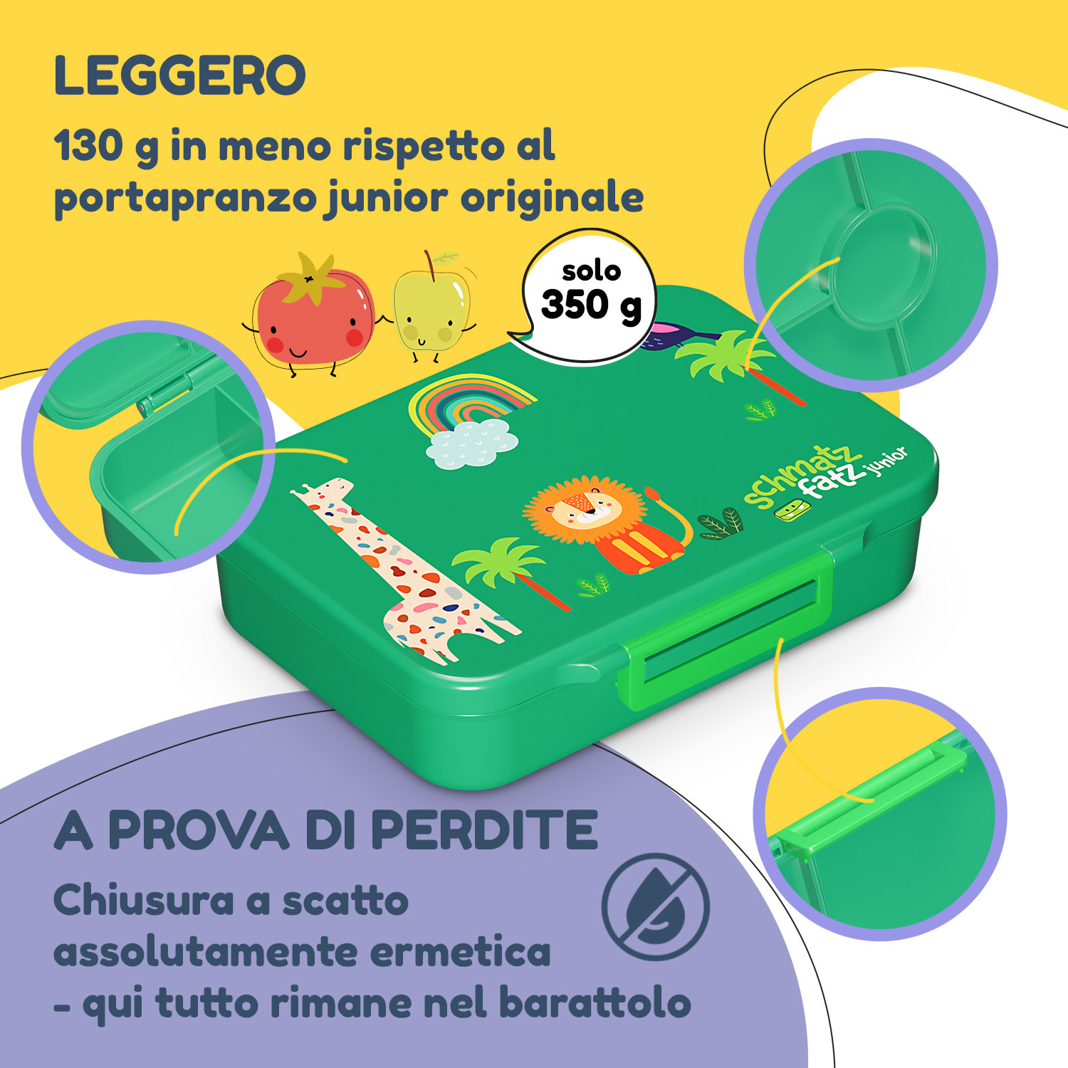 schmatzfatz by Lite - Portapranzo, 6 scomparti, 20,8 x 4,5 x 15 cm (LxAxP), senza BPA, leggerissimo, Tritan 