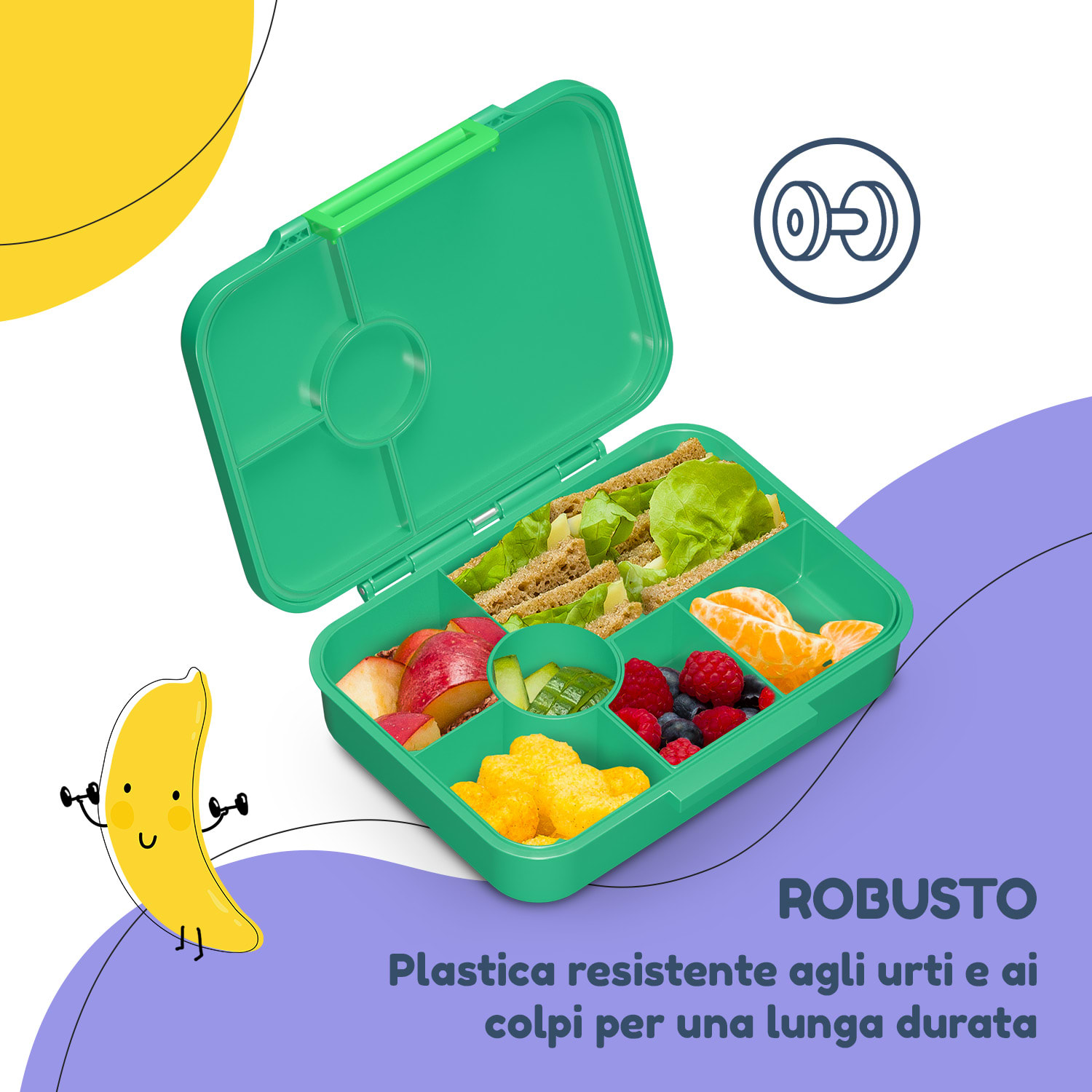 schmatzfatz by Lite - Portapranzo, 6 scomparti, 20,8 x 4,5 x 15 cm (LxAxP), senza BPA, leggerissimo, Tritan 