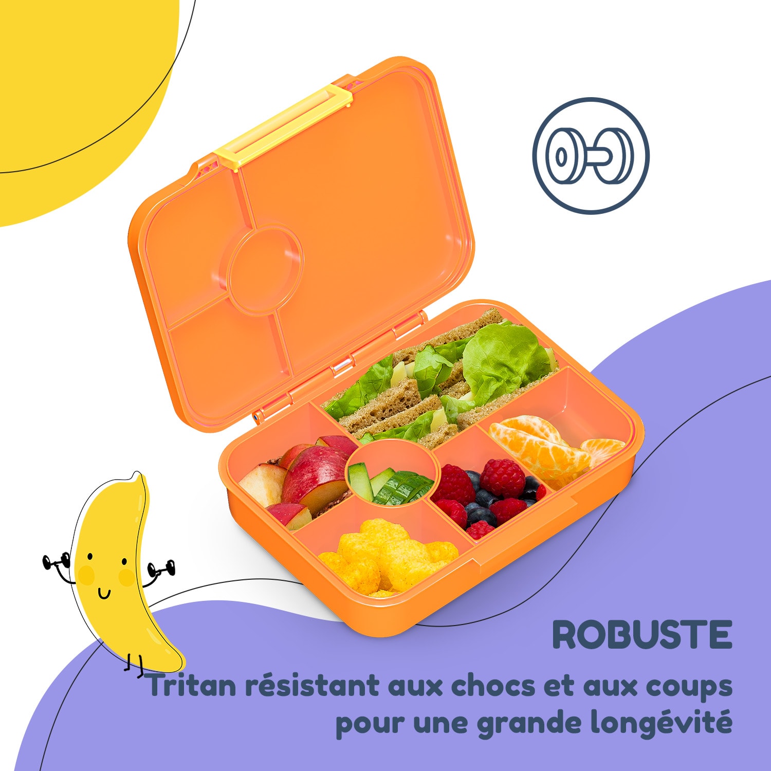 schmatzfatz by Lite Boîte à repas 6 compartiments 20,8 x 4,5 x 15 cm (LxHxP) Tritan extra léger sans BPA 