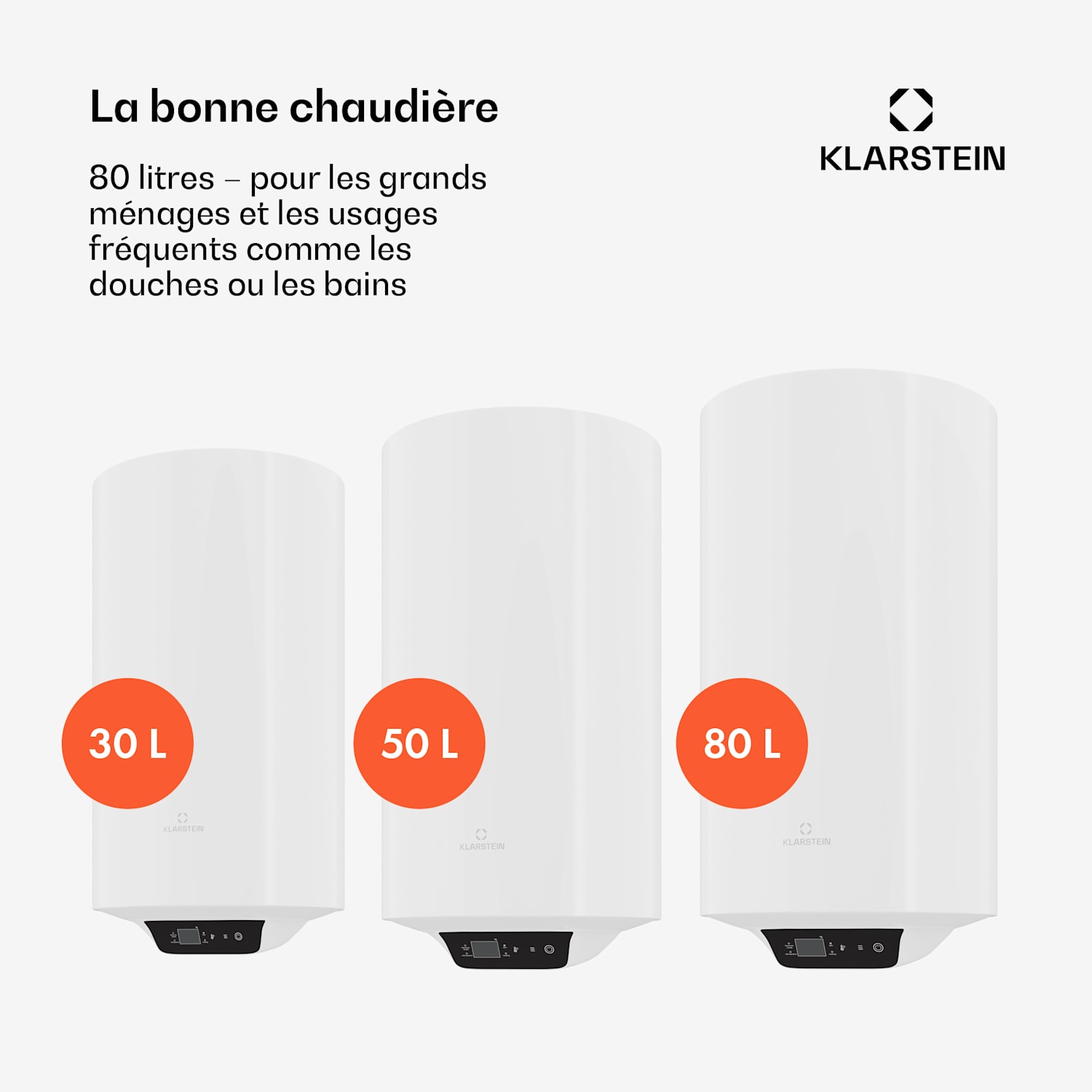 ENDURAHEAT SMART 80 Ballon d'eau chaude 80 litres max 75°C 1500 watts 3 tailles blanc 80 L