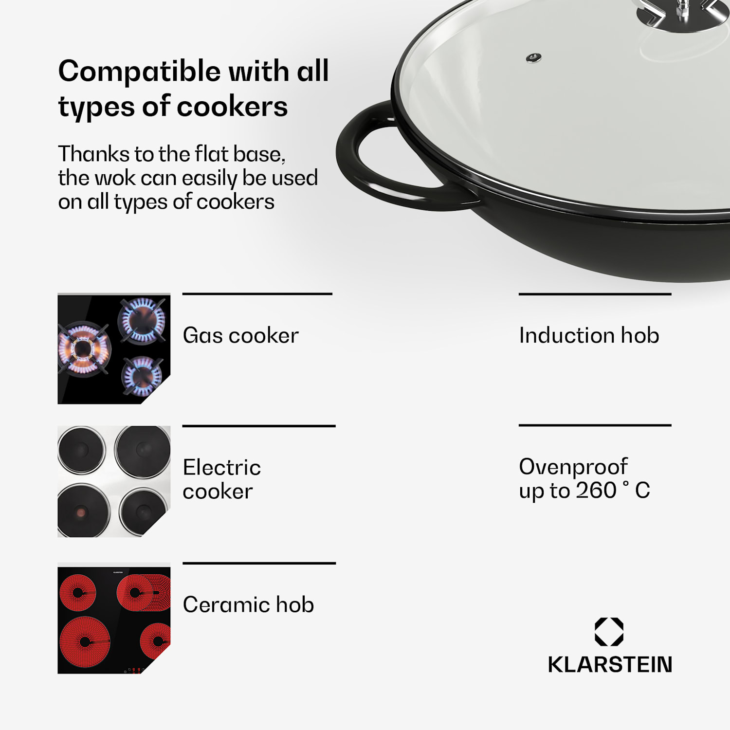 Wok Jersey da Klarstein - Preto Preto