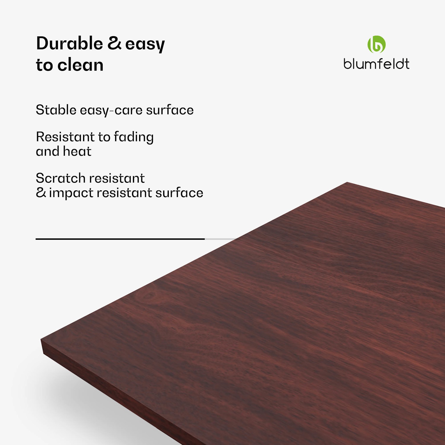 Bearsdon table top 120 x 80 cm for kitchen and dining room | Robust laminate wood 120 x 80 | Teak