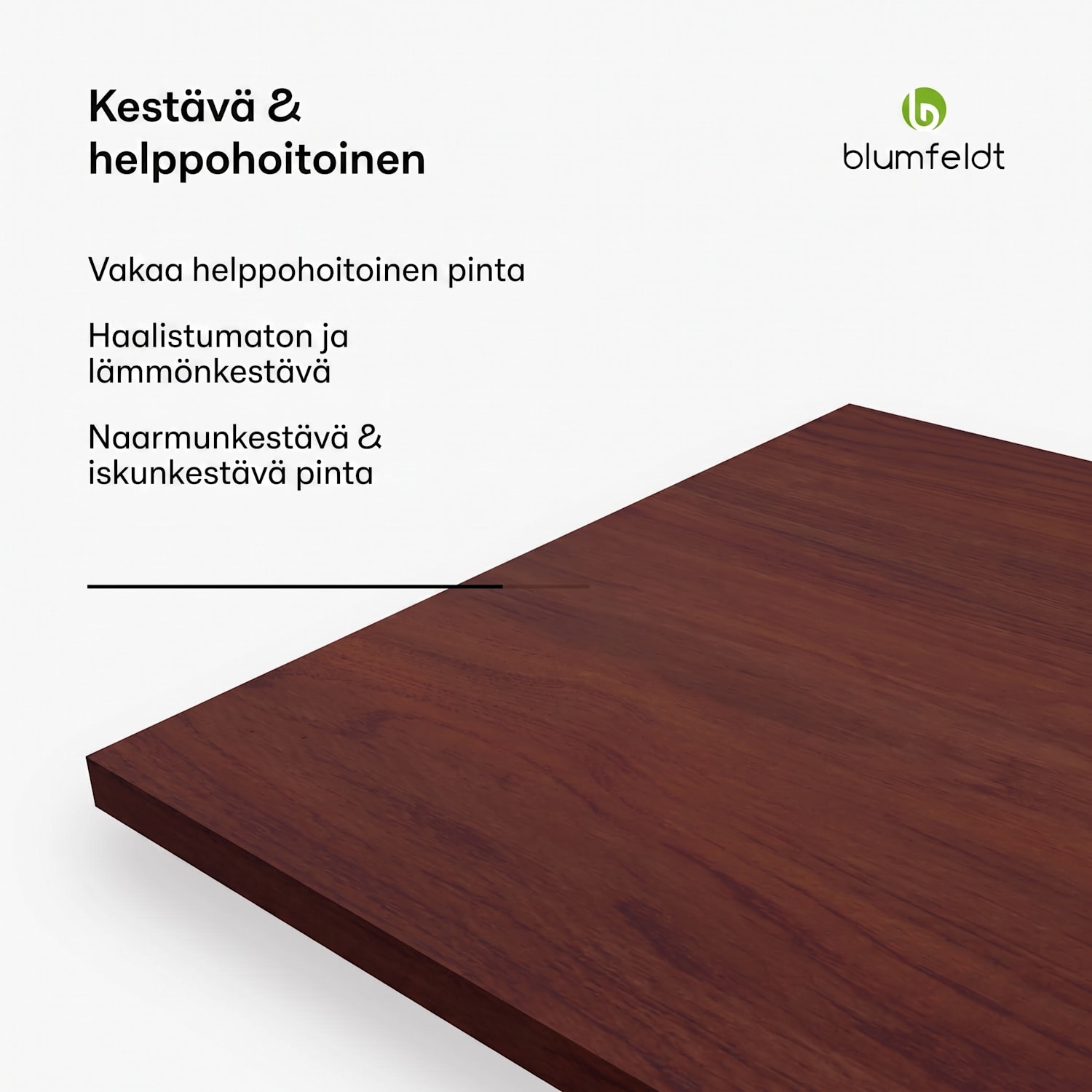 Bearsdon pöytälevy 180 x 90 cm keittiöön ja ruokailuhuoneeseen | Kestävä laminaatti 180 x 90 | Tiikki