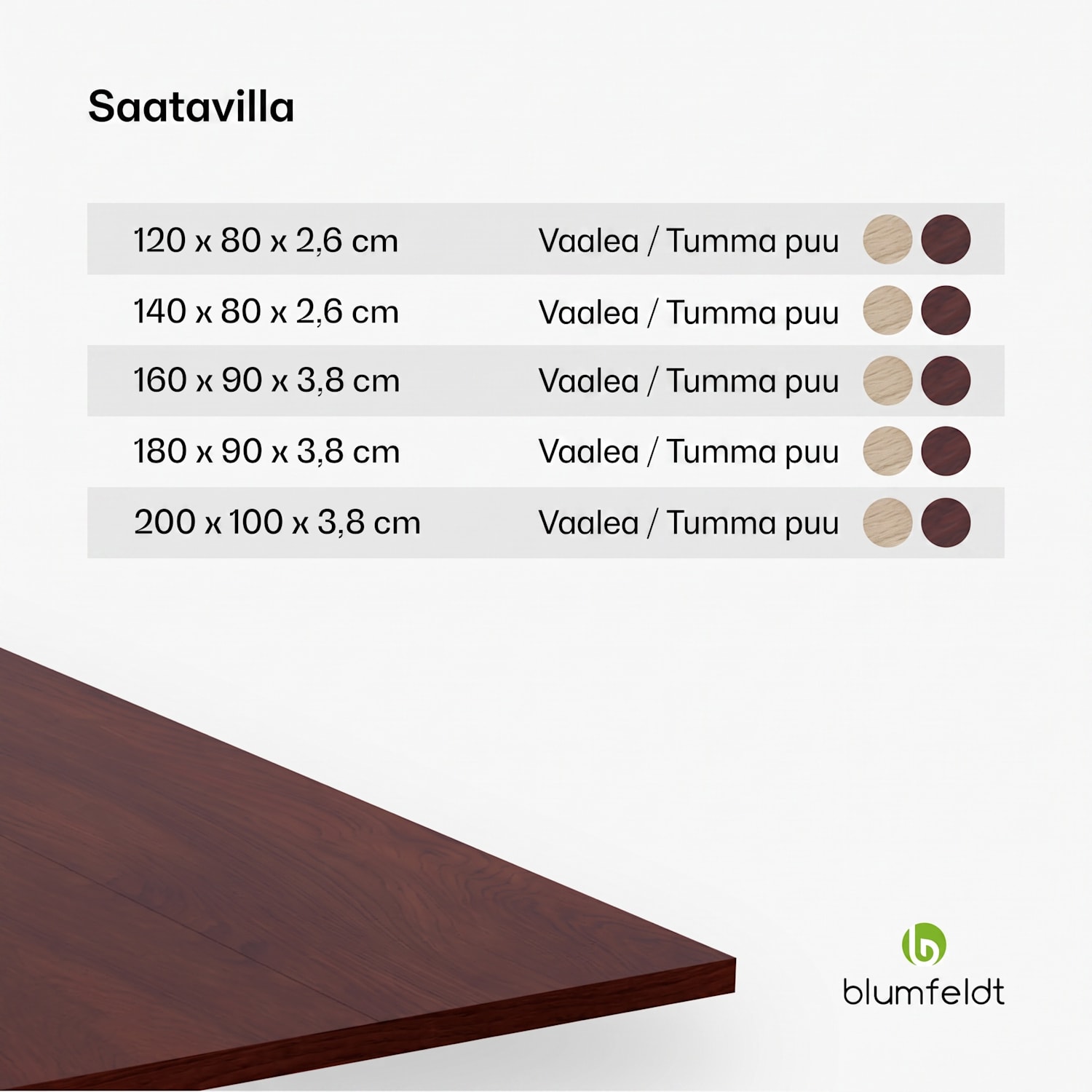 Bearsdon pöytälevy 180 x 90 cm keittiöön ja ruokailuhuoneeseen | Kestävä laminaatti 180 x 90 | Tiikki