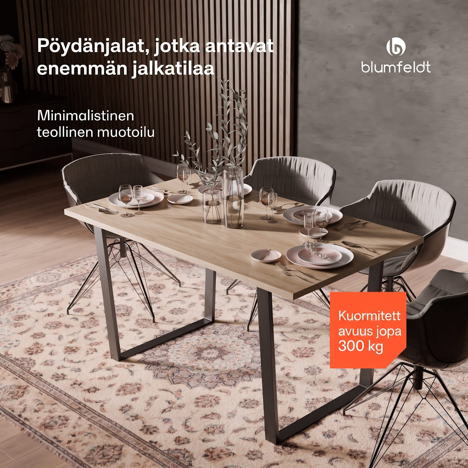 Ayr pöydänjalat | pöydänjalat 72 x 72 cm | metalli 82x72