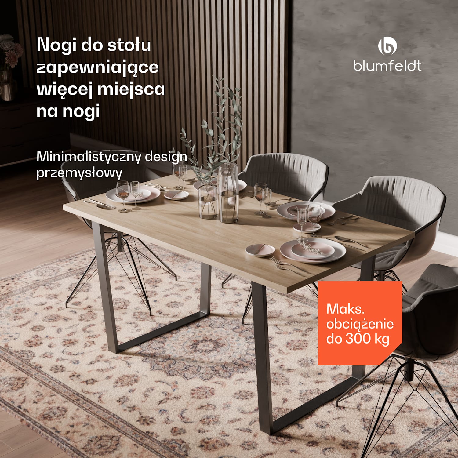 Ayr, Nogi stołowe 72 x 72 cm, metal 