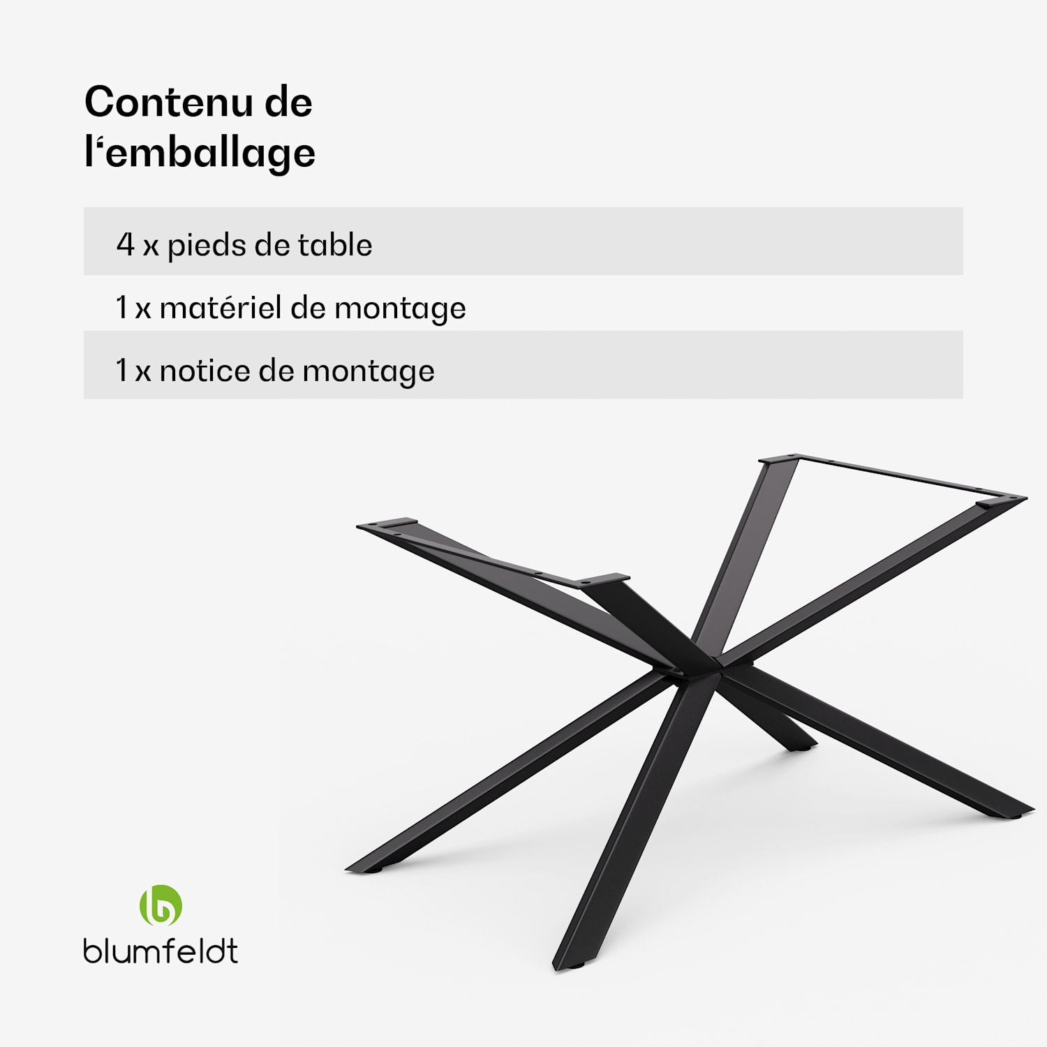 Clydebank Dining Legs Pieds de table | 71 x 70 x 120 cm (hxlxl) | Métal 