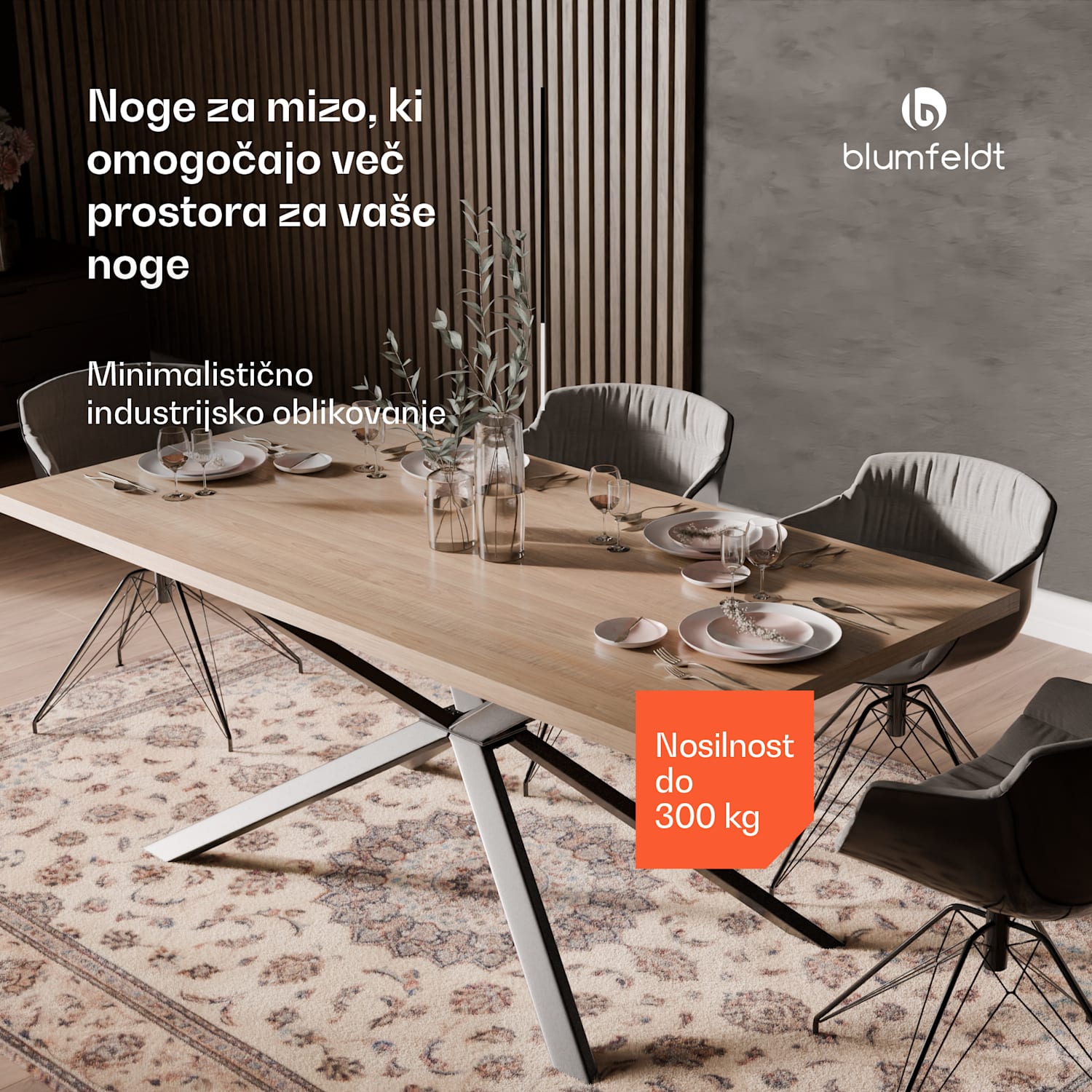 Clydebank Dining Legs noge za jedilno mizo, 71 x 70 x 120 cm (VxŠxG), kovina 