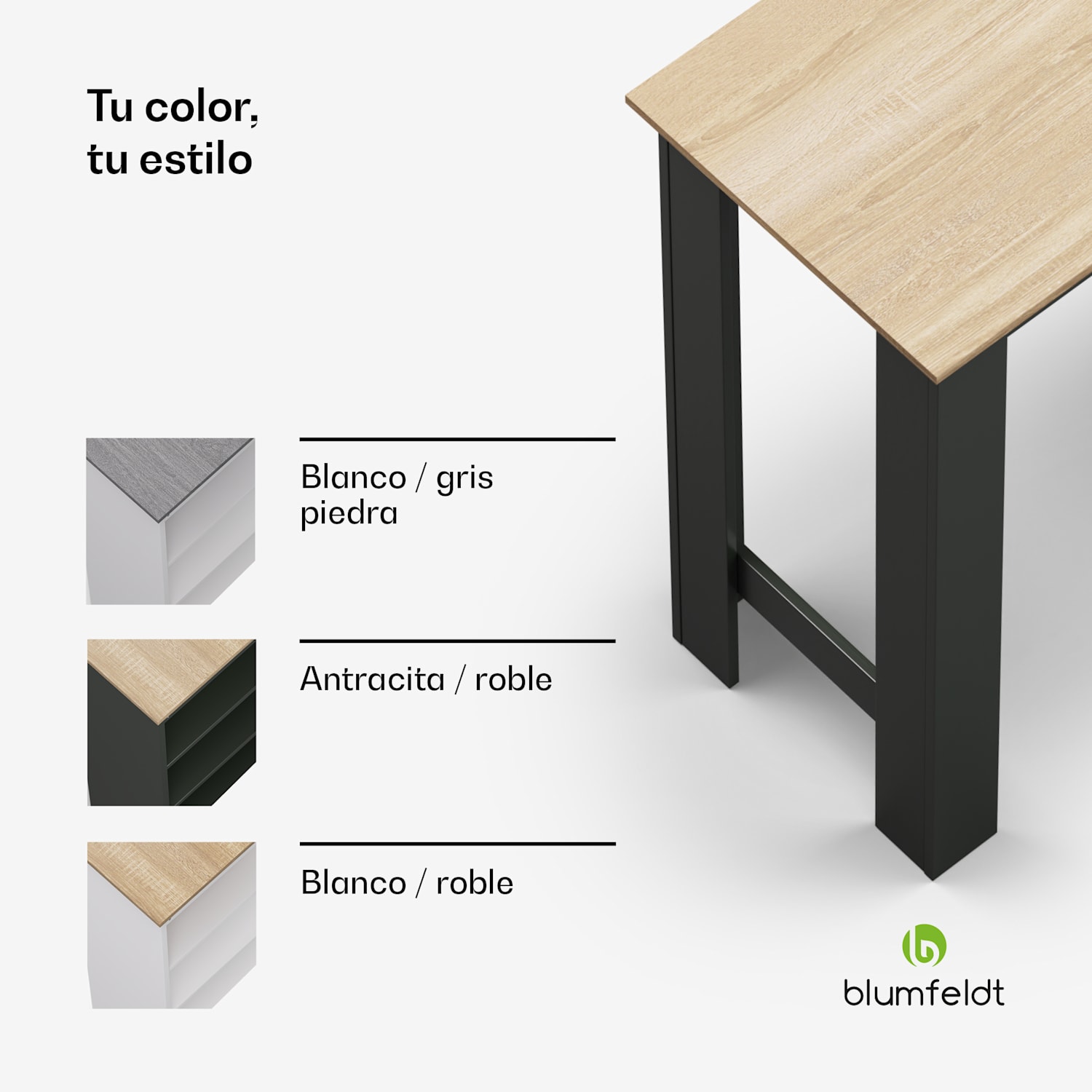Una declaración de estilo para su hogar: la mesa de bar Erskine de blumfeldt es mucho más que un mueble: representa un elegante punto culminante para su espacio vital. Antracita / Roble