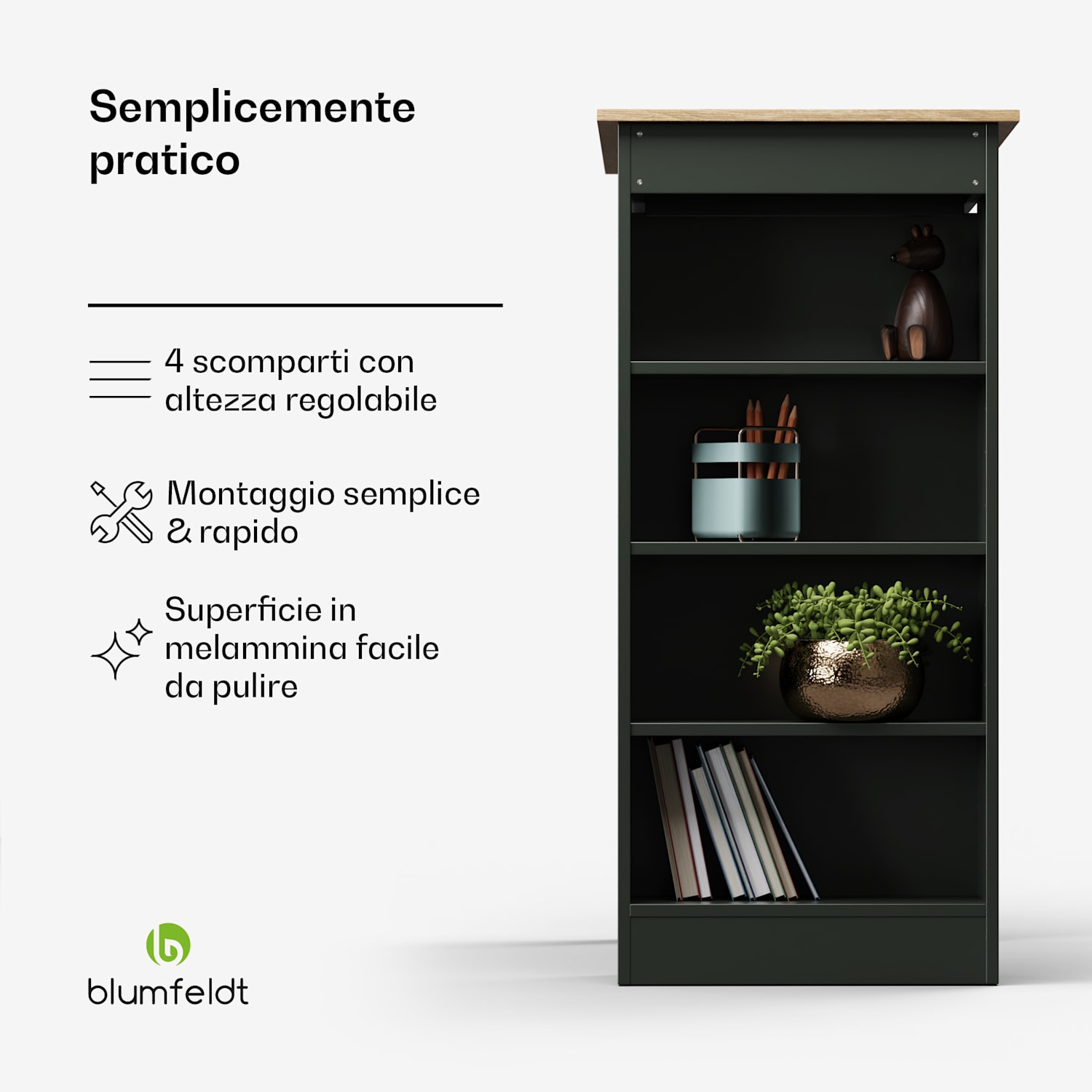 Erskine - Tavolino da bar, tavolino da bistrot, minibar, 3 ripiani, design moderno Antracite / Rovere