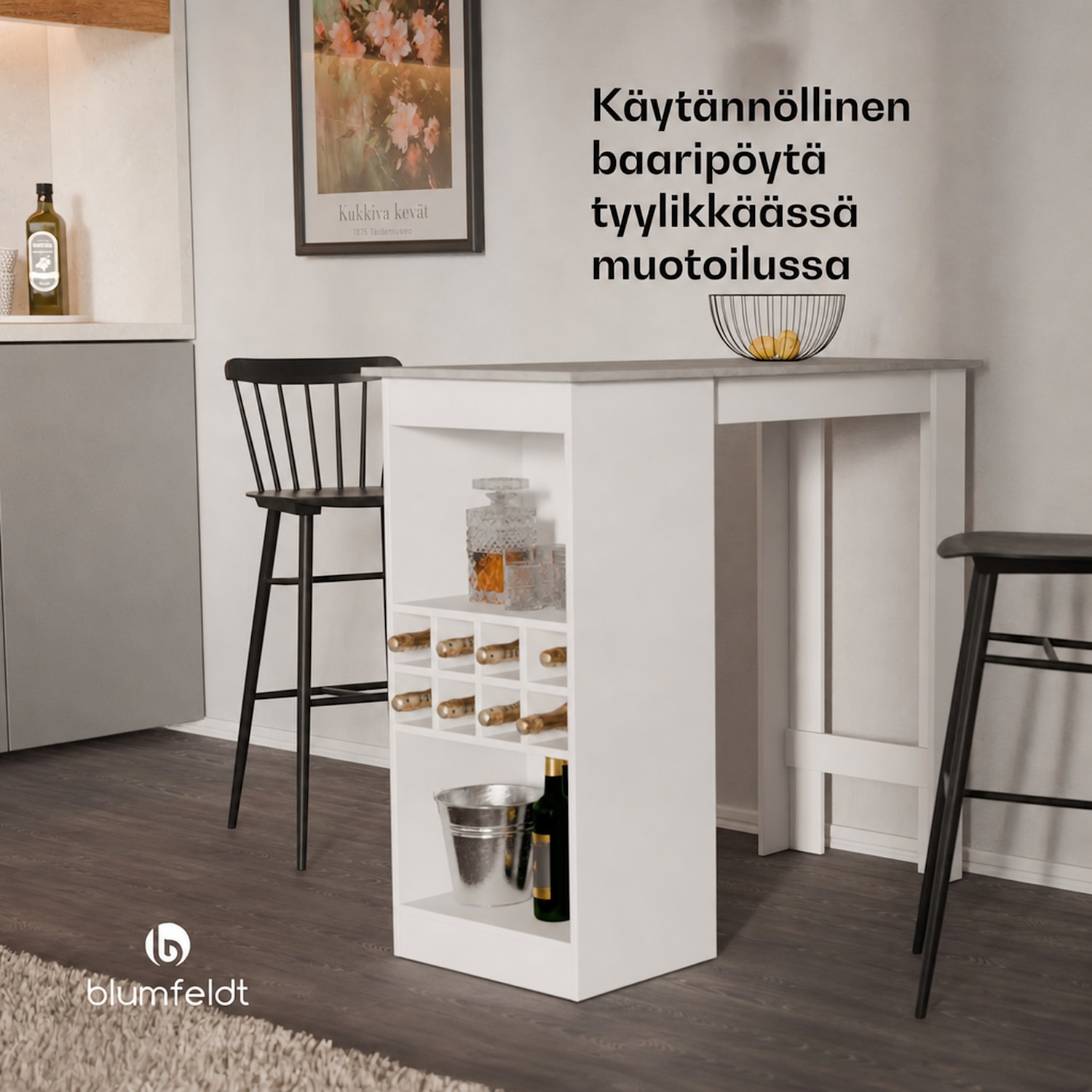 Bellshill baaripöytä baaritiski kotibaari Harmaa Kivi