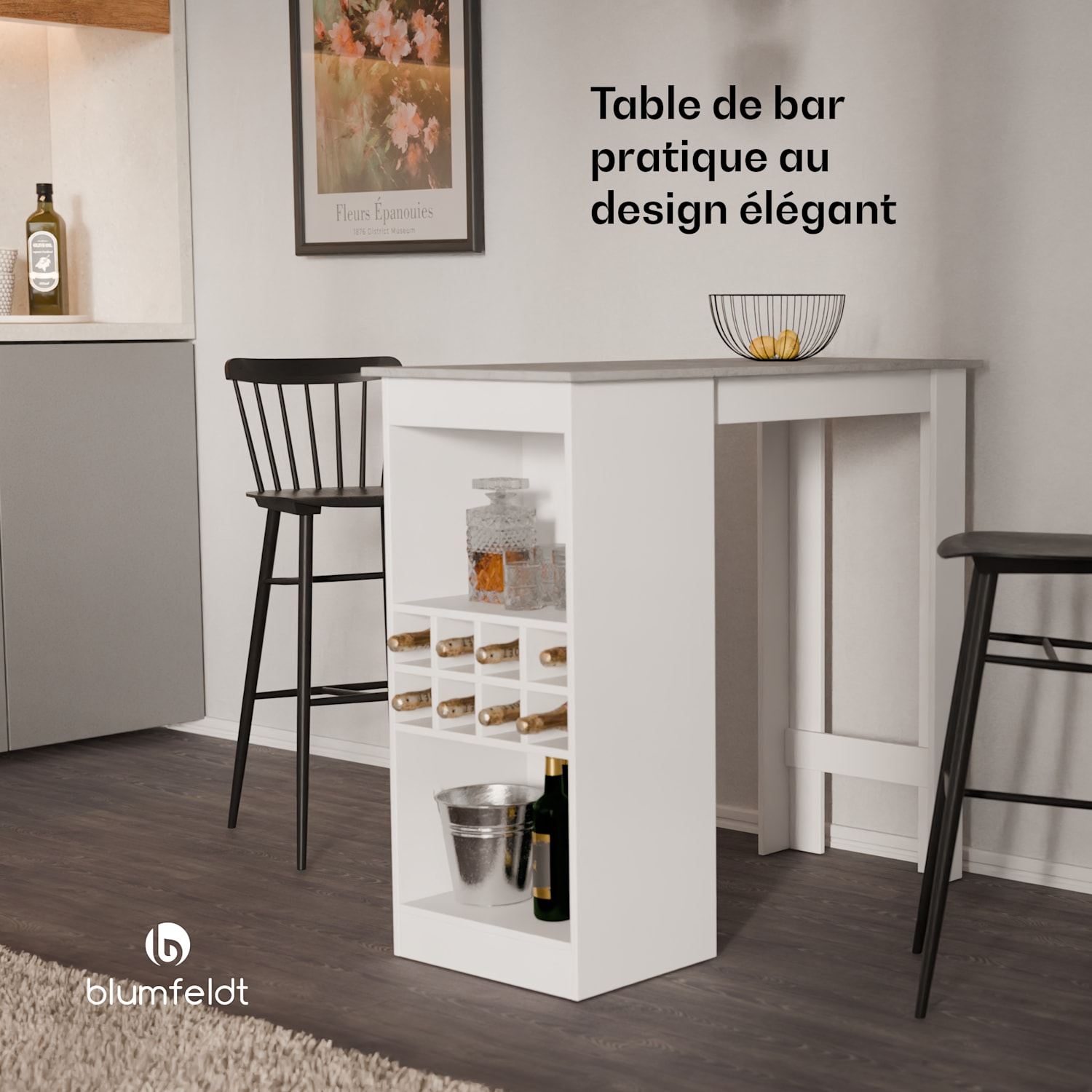 Bellshill Table de bar comptoir table bar maison Pierre Grise