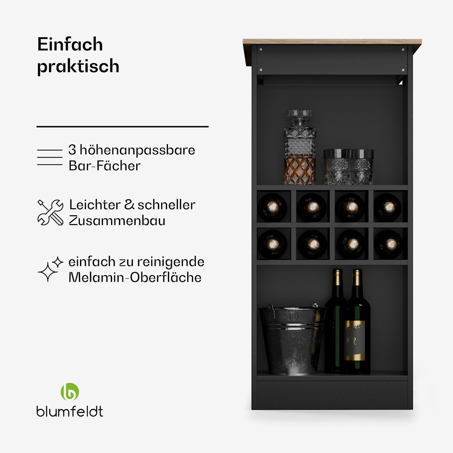 Bellshill Bartisch Tresentisch Hausbar Walnuss / Schwarz