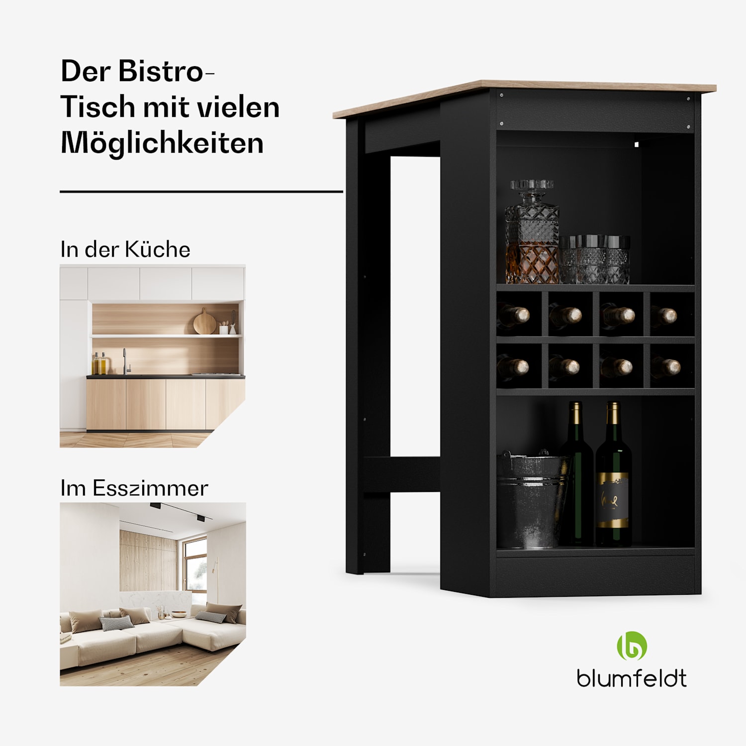 Bellshill Bartisch Tresentisch Hausbar Walnuss / Schwarz