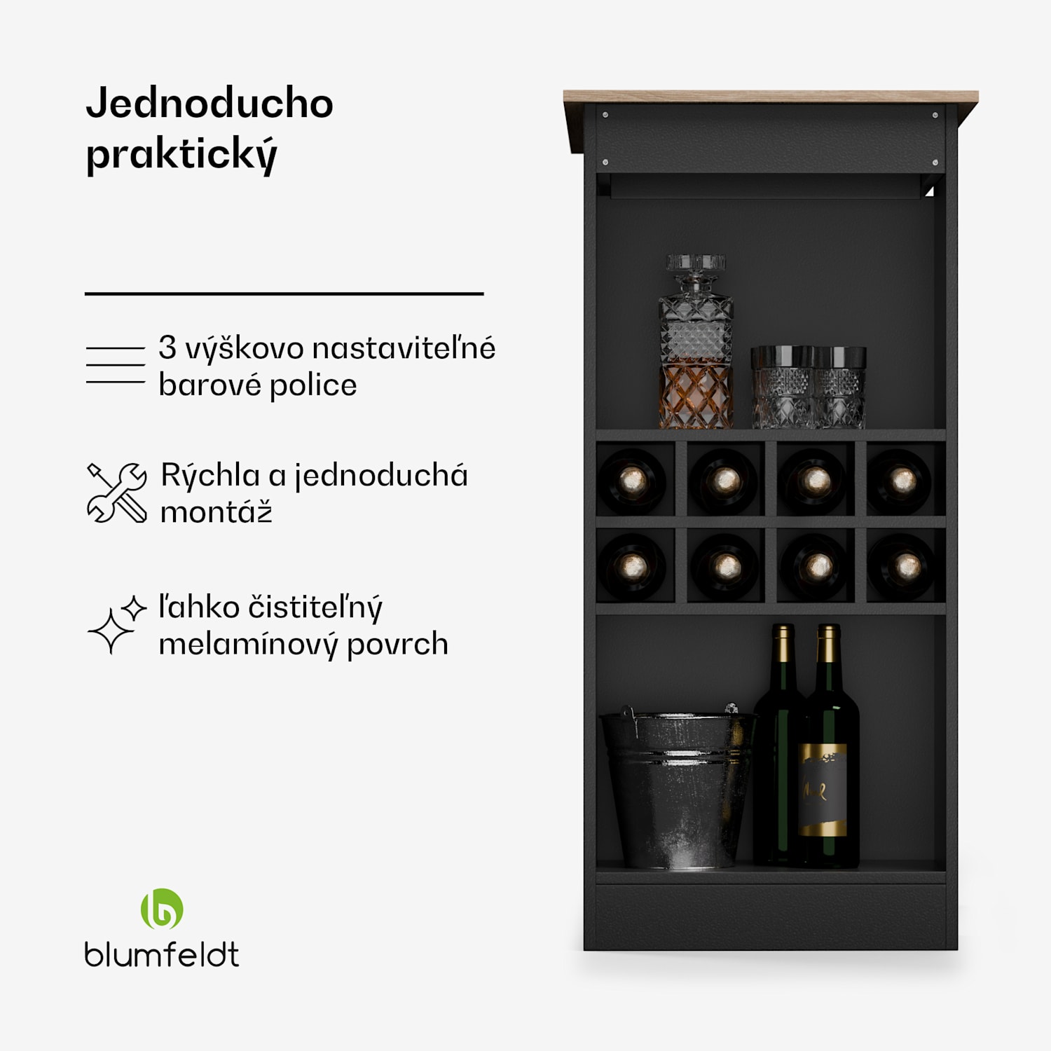 Bellshill, barový stôl, pultový stôl, domáci bar Orech / čierna