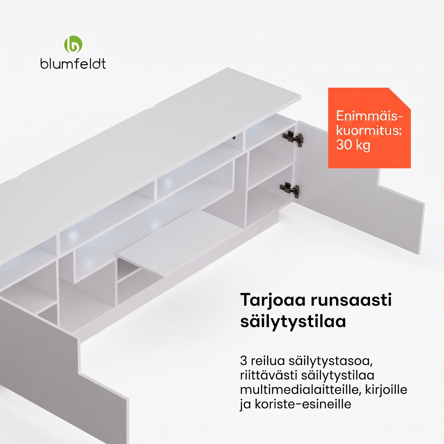 Perth TV-taso televisiotaso 150 x 35 x 50 cm, LED 150 x 35 x 50 cm | Valkoinen