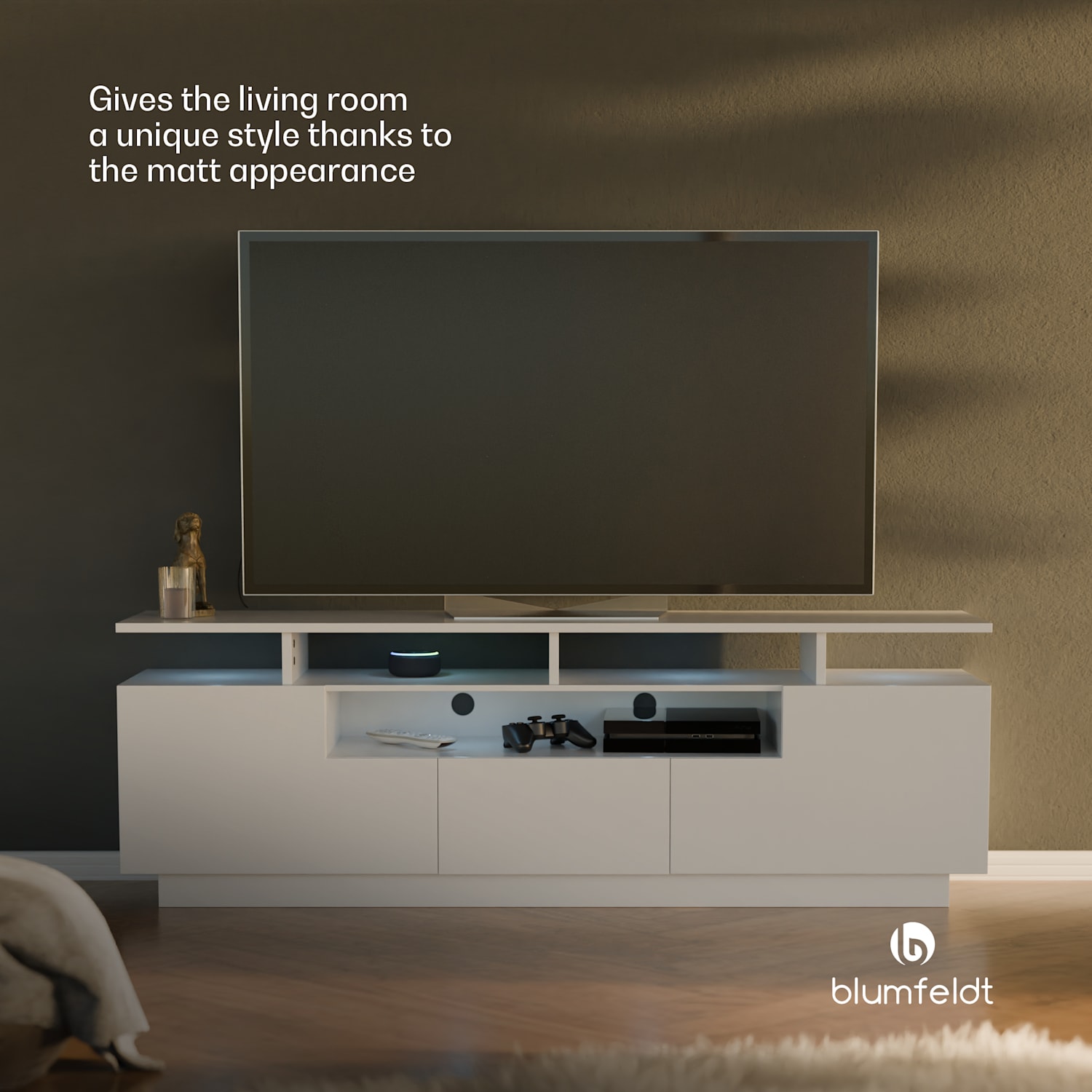 Perth Lowboard, TV szekrény, 150 x 35 x 50 cm, LED 150 x 35 x 50 cm | Fehér