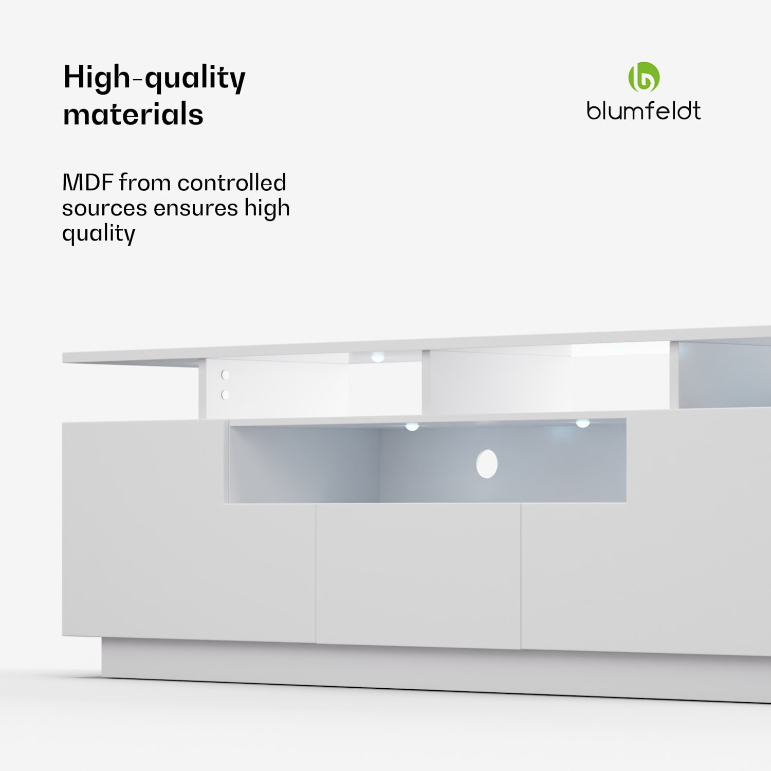 Perth Lowboard, TV szekrény, 150 x 35 x 50 cm, LED 150 x 35 x 50 cm | Fehér