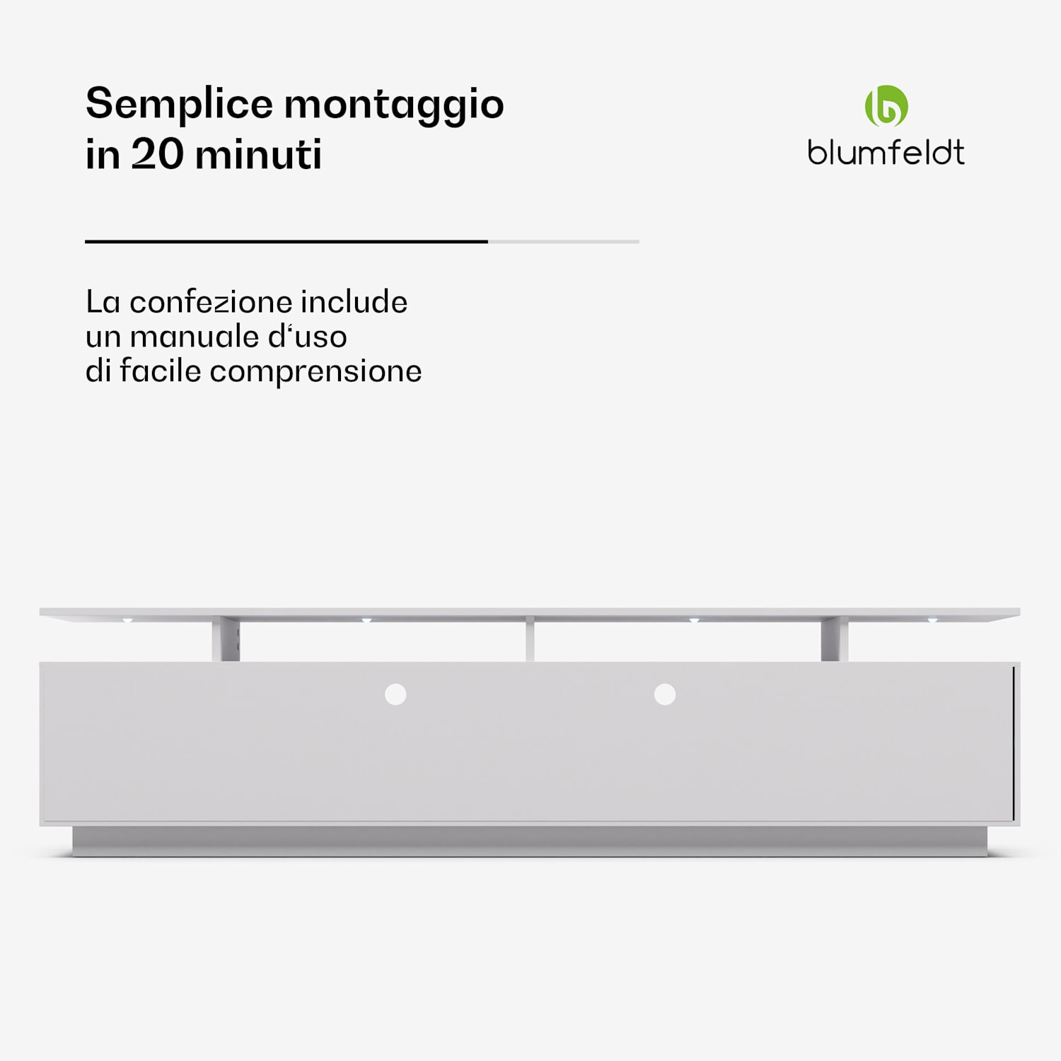 Perth - Lowboard, mobile porta TV, LED, 3 ripiani, bianco, 195 x 44 x 50 cm, LED dimensioni | Bianco