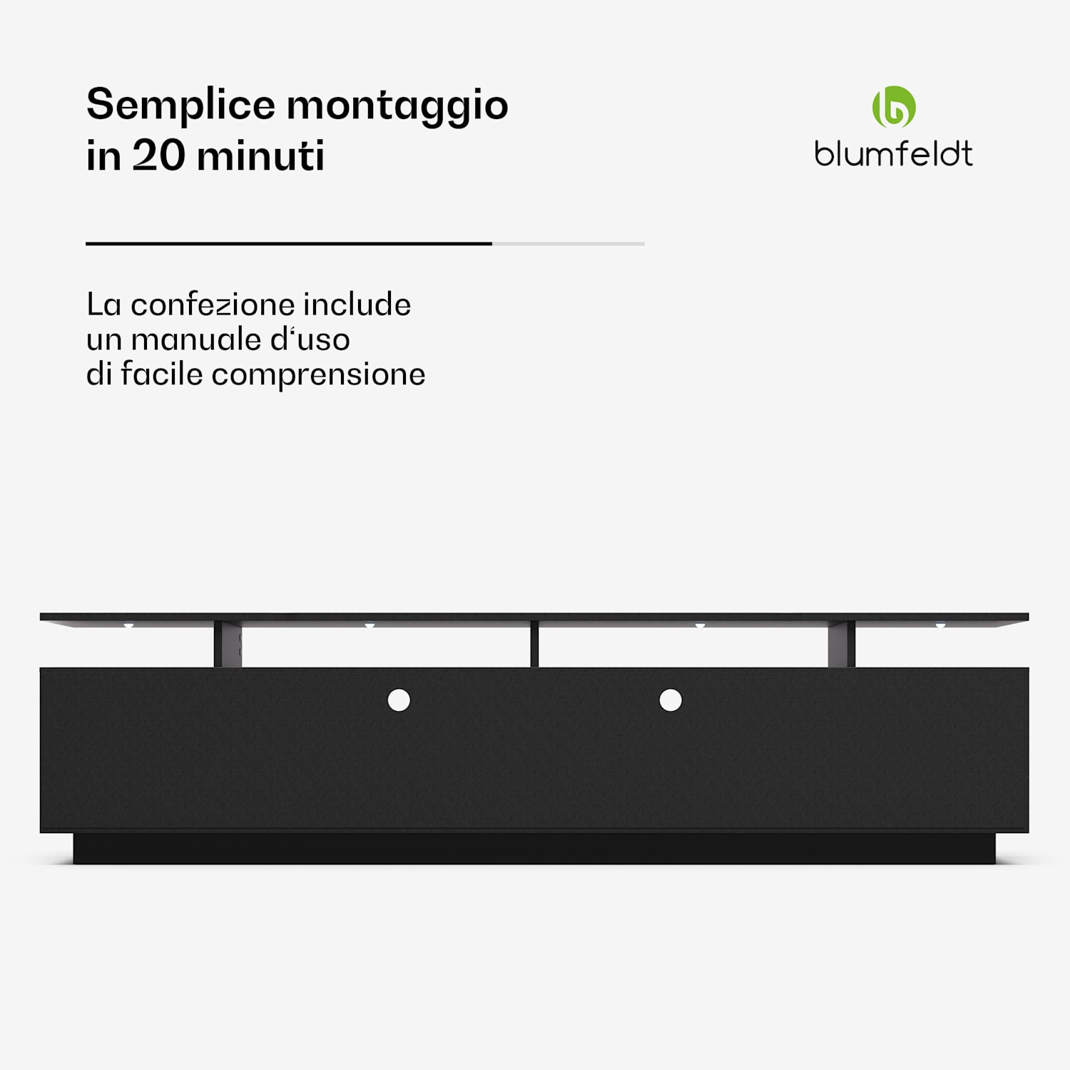 Perth - Lowboard, mobile porta TV, 195 x 44 x 50 cm, LED dimensioni | Nero