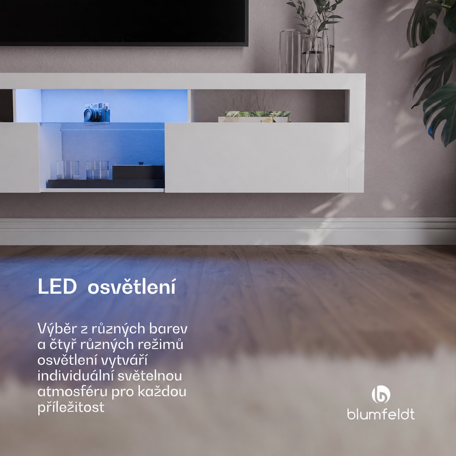 Elgin, TV skříňka, 150 x 30 x 40 cm, LED 150 x 30 x 40 cm | Bílá