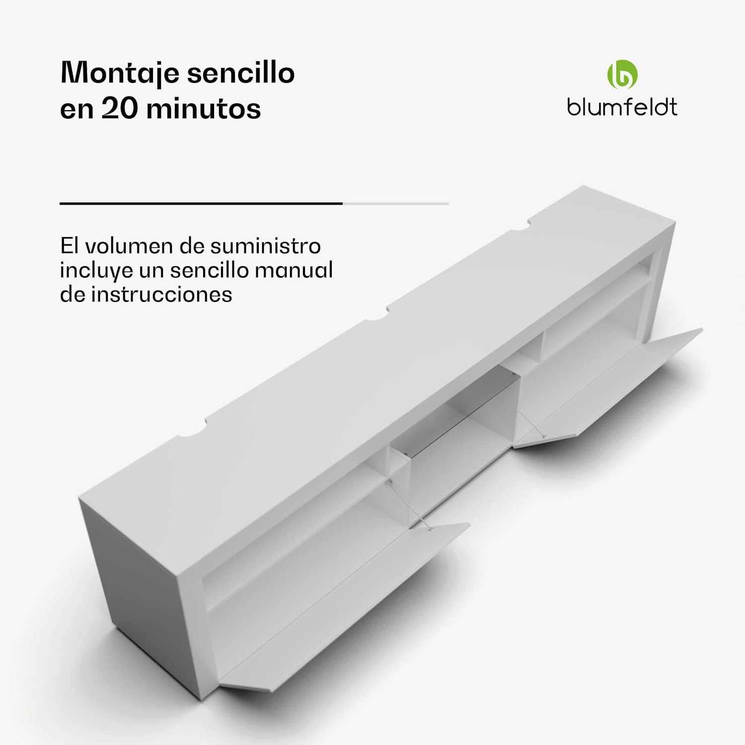 Mueble bajo de TV Elgin 150 x 30 x 40 cm, LED 150 x 30 x 40 cm | Blanco