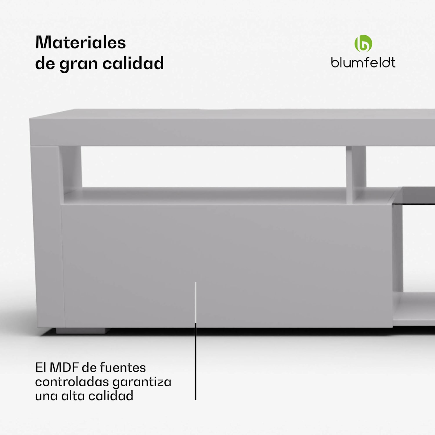 Mueble bajo de TV Elgin 150 x 30 x 40 cm, LED 150 x 30 x 40 cm | Blanco