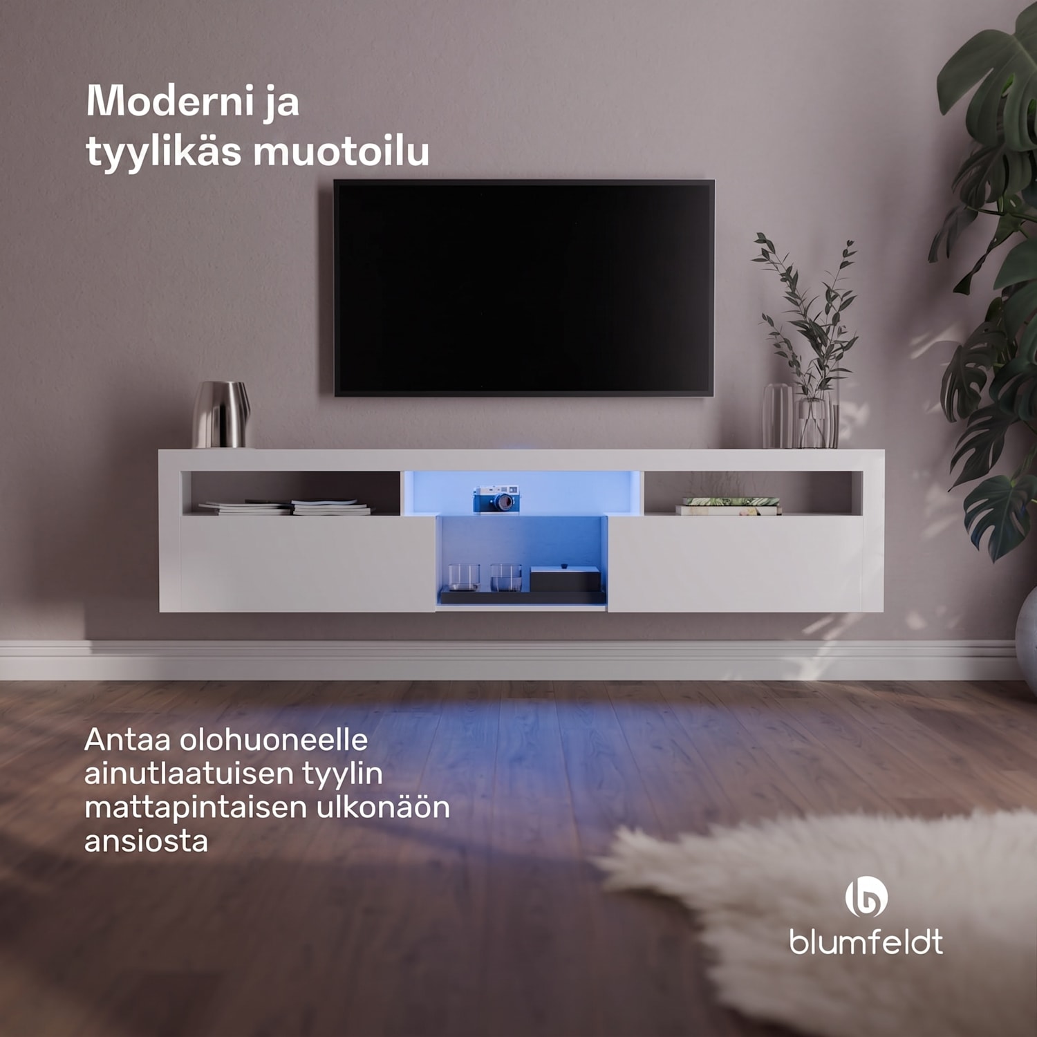 Elgin TV-taso televisiotaso 150 x 30 x 40 cm, LED 150 x 30 x 40 cm | Valkoinen