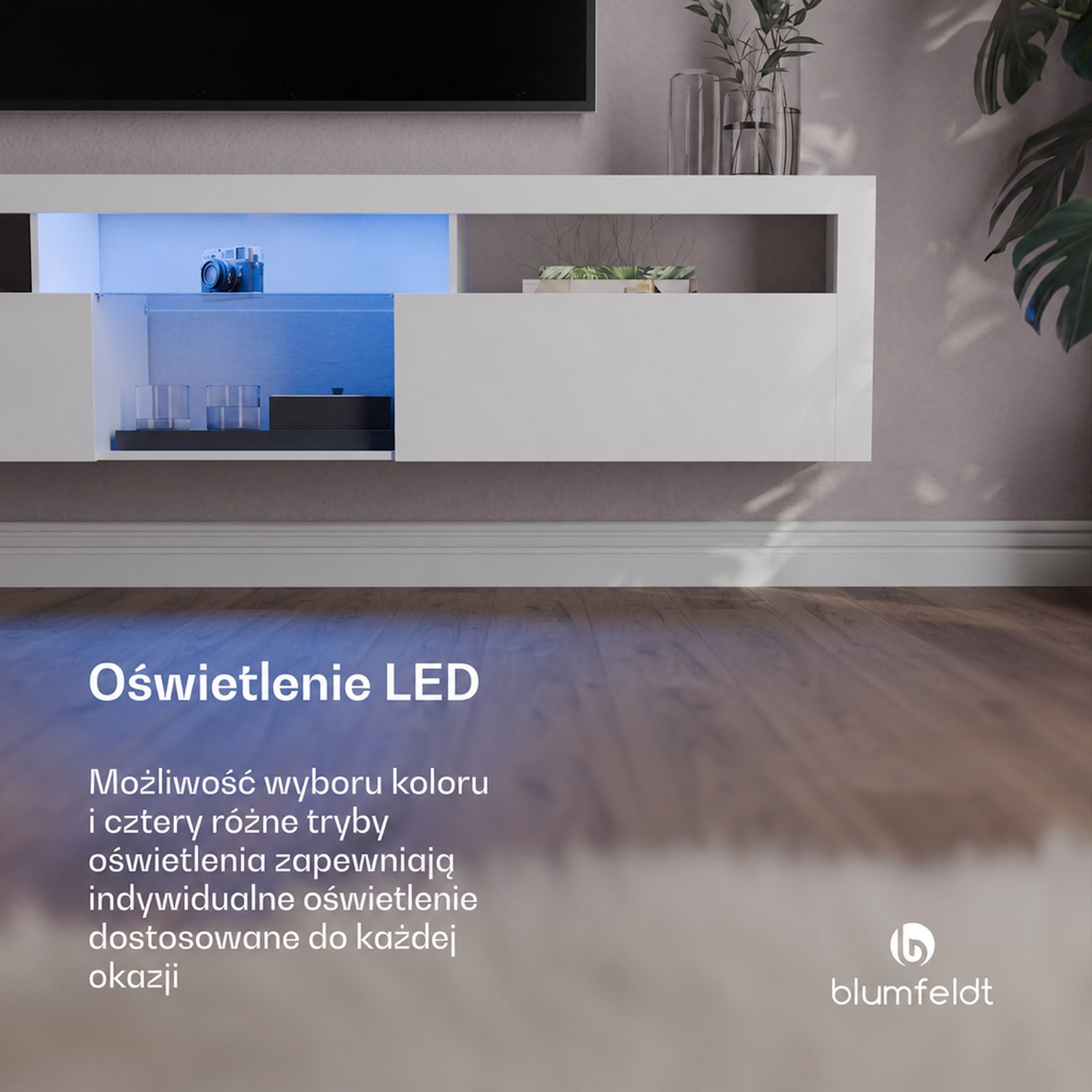 Elgin niska szafka pod telewizor, 150 x 30 x 40 cm, LED 150 x 30 x 40 cm | Biały