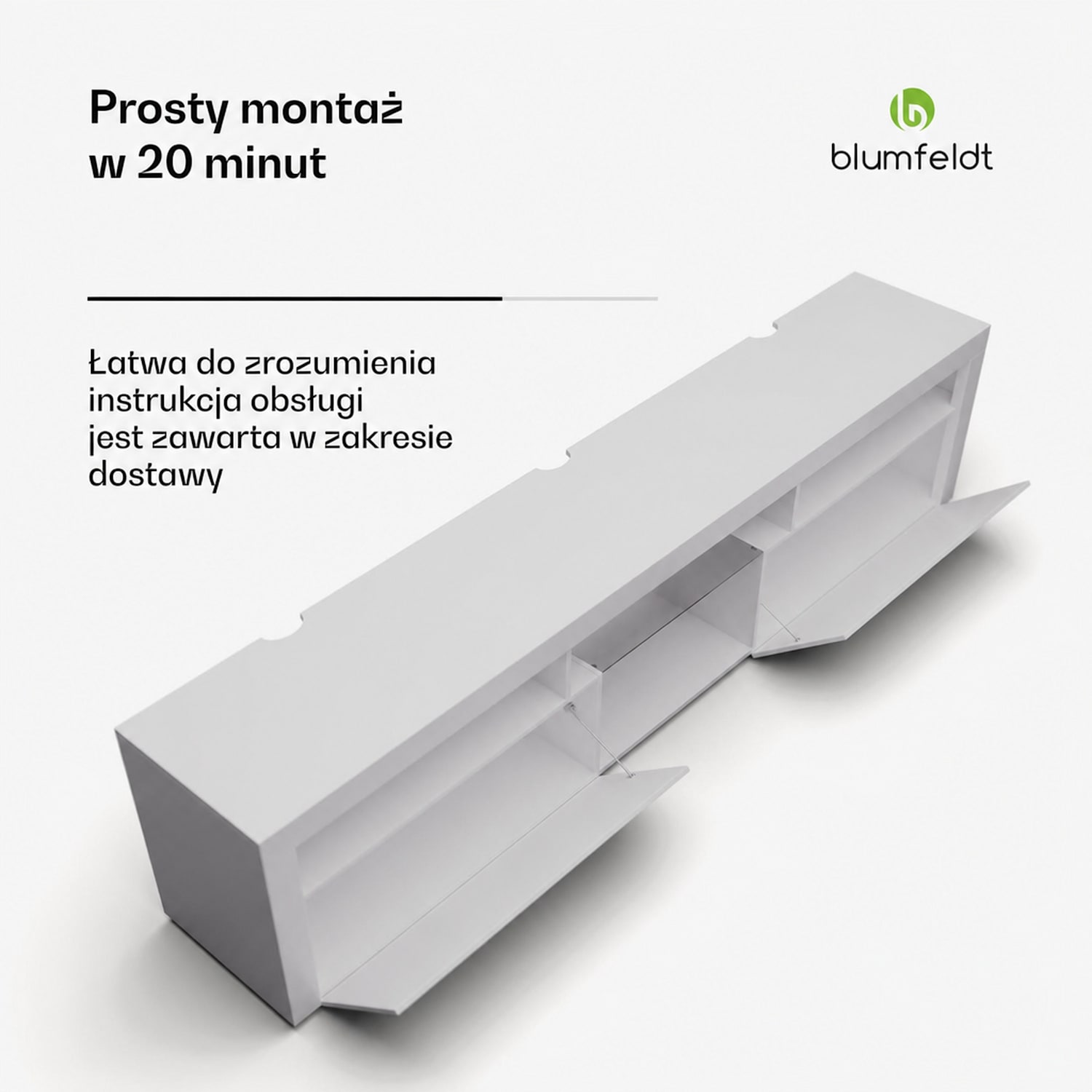 Elgin niska szafka pod telewizor, 150 x 30 x 40 cm, LED 150 x 30 x 40 cm | Biały