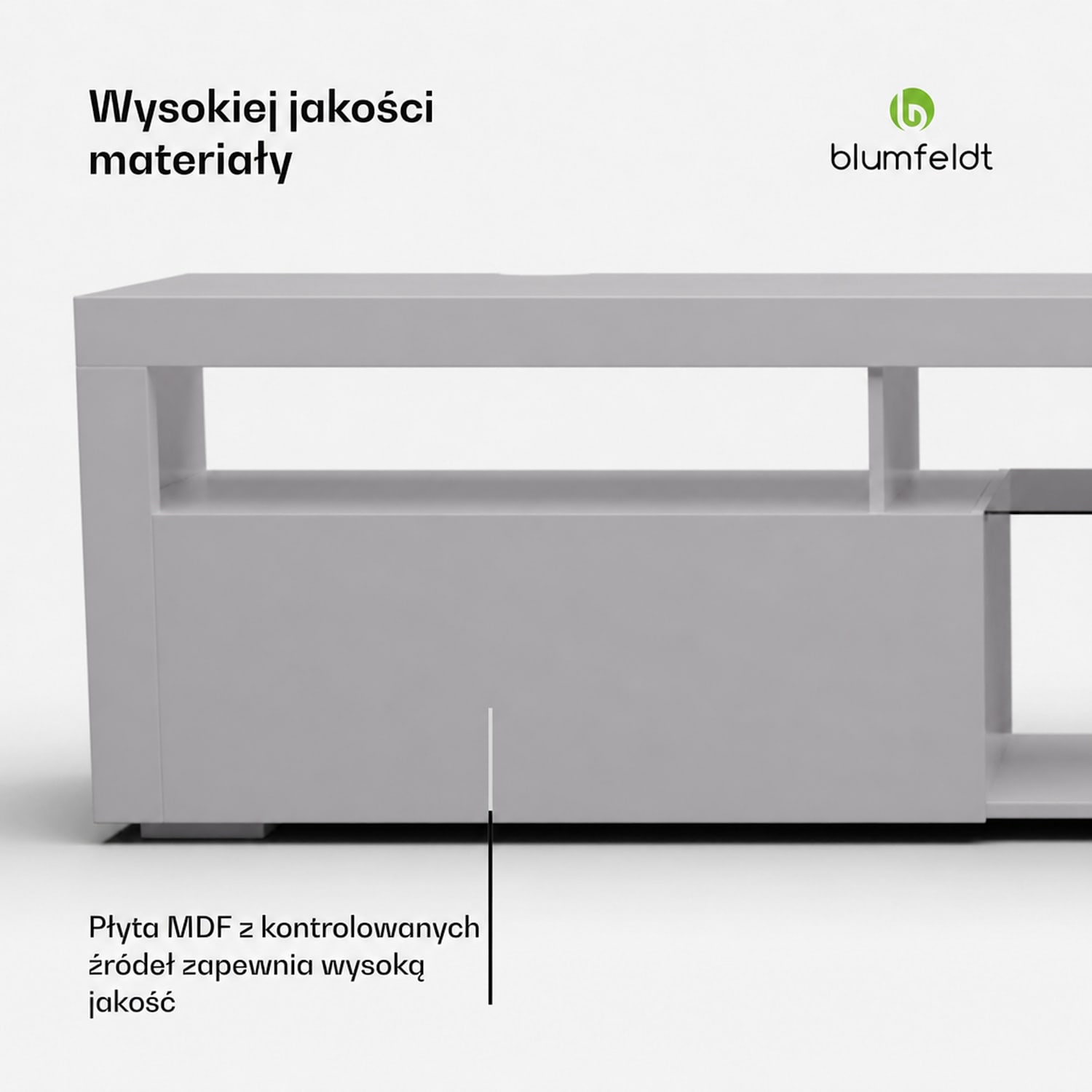 Elgin niska szafka pod telewizor, 150 x 30 x 40 cm, LED 150 x 30 x 40 cm | Biały