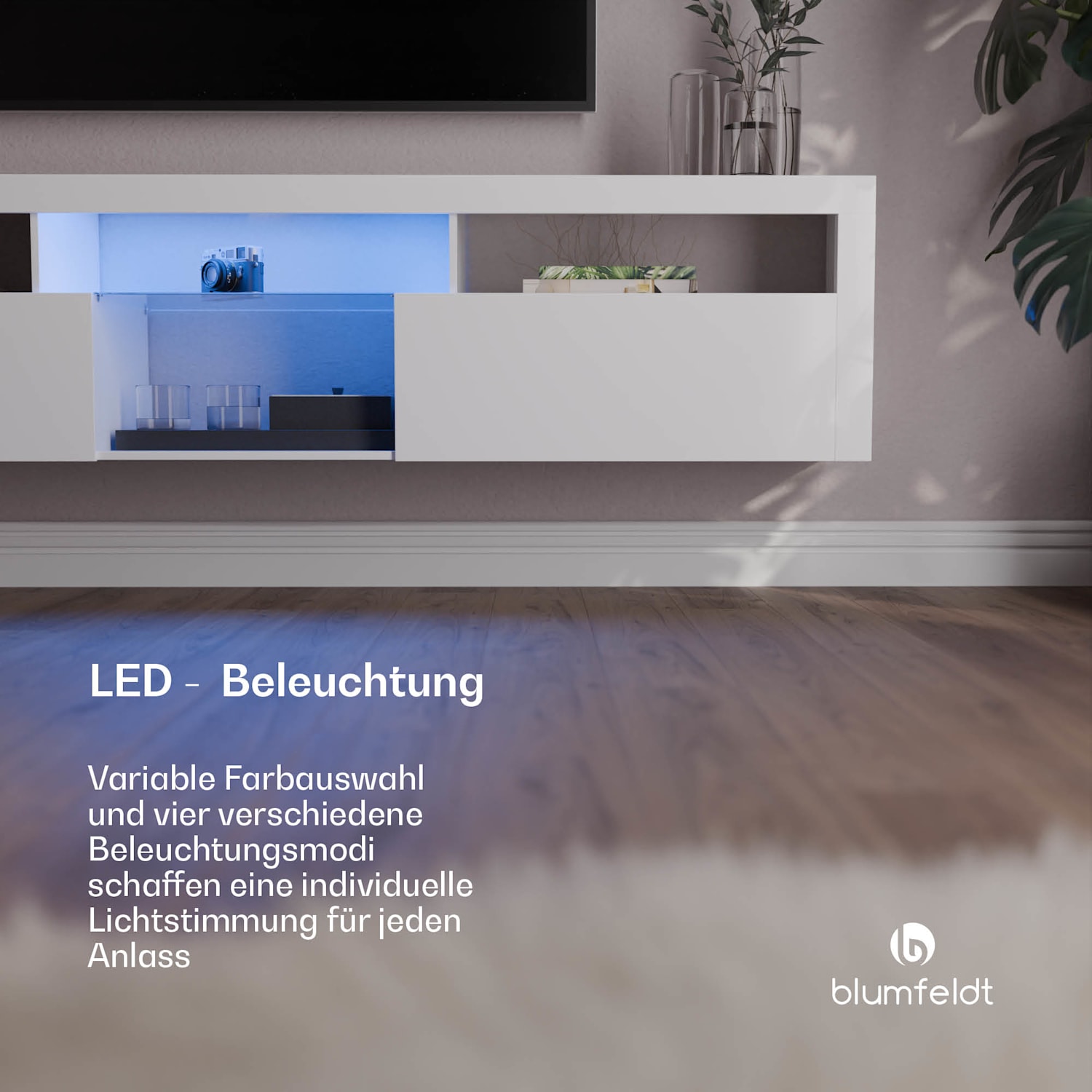 Elgin, TV skrinka, 150 x 30 x 40 cm, LED