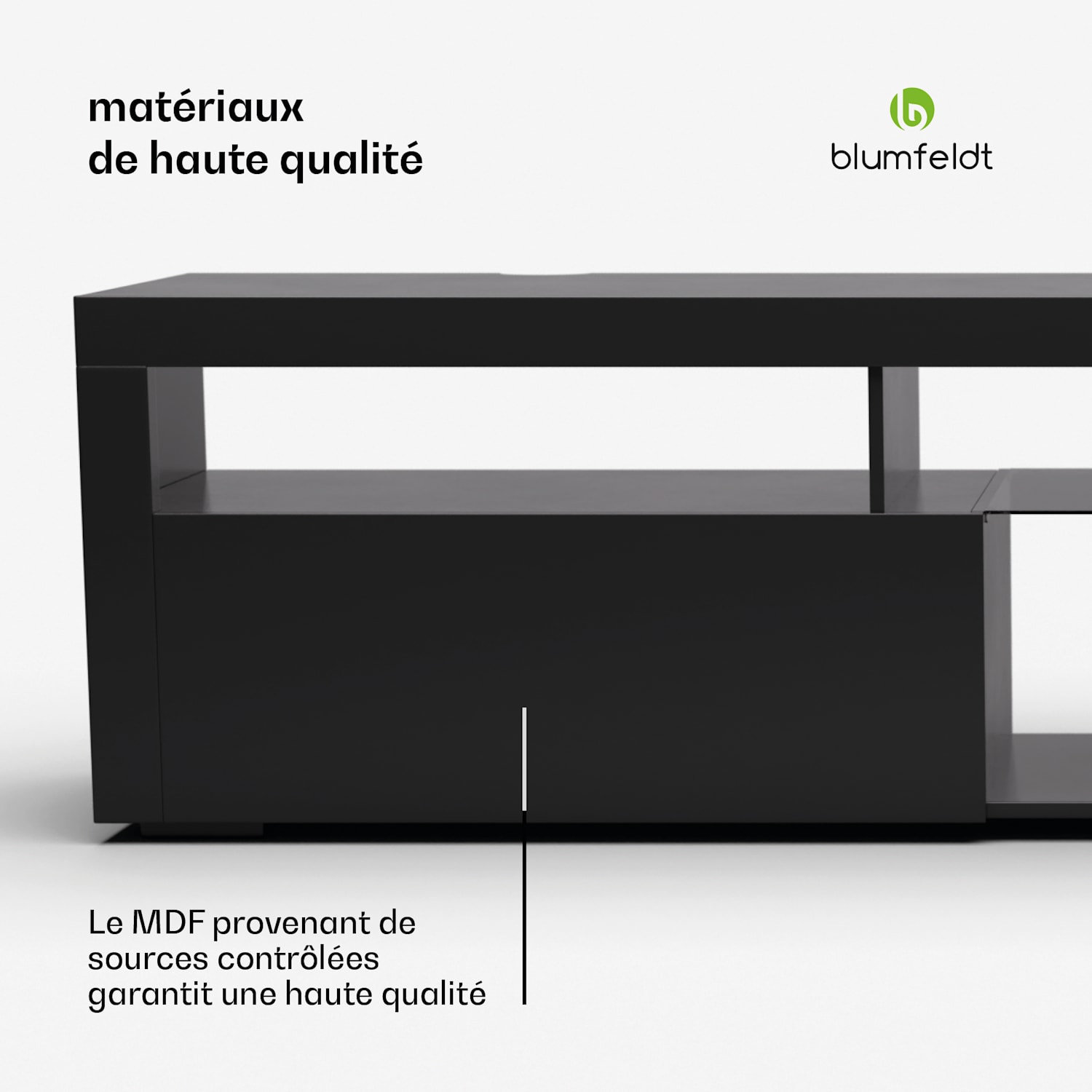 Meuble TV bas Elgin 150 x 30 x 40 cm, LED 150 x 30 x 40 cm | Noir