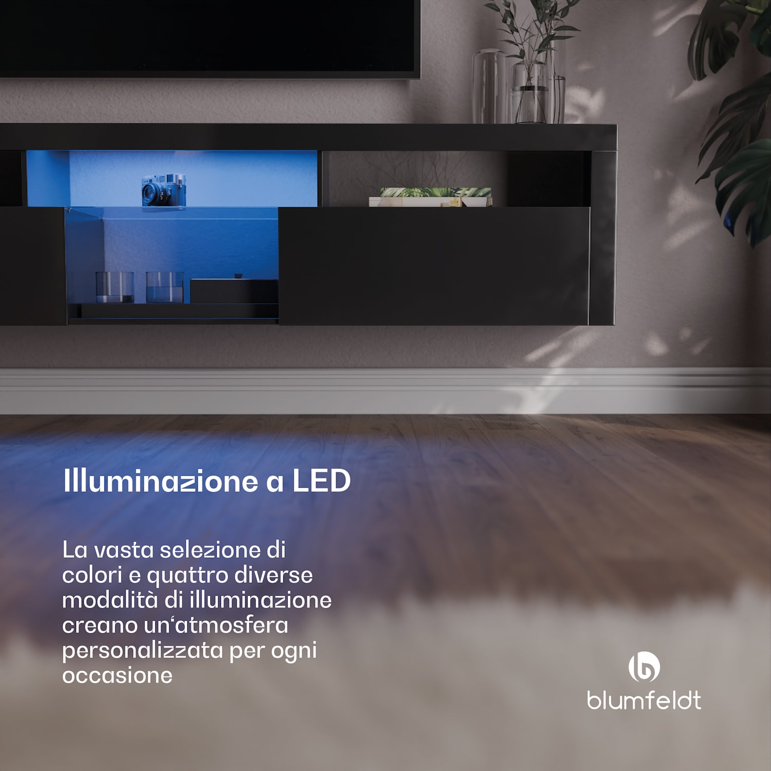 Elgin - Lowboard, mobile porta TV, 150 x 30 x 40 cm, LED 