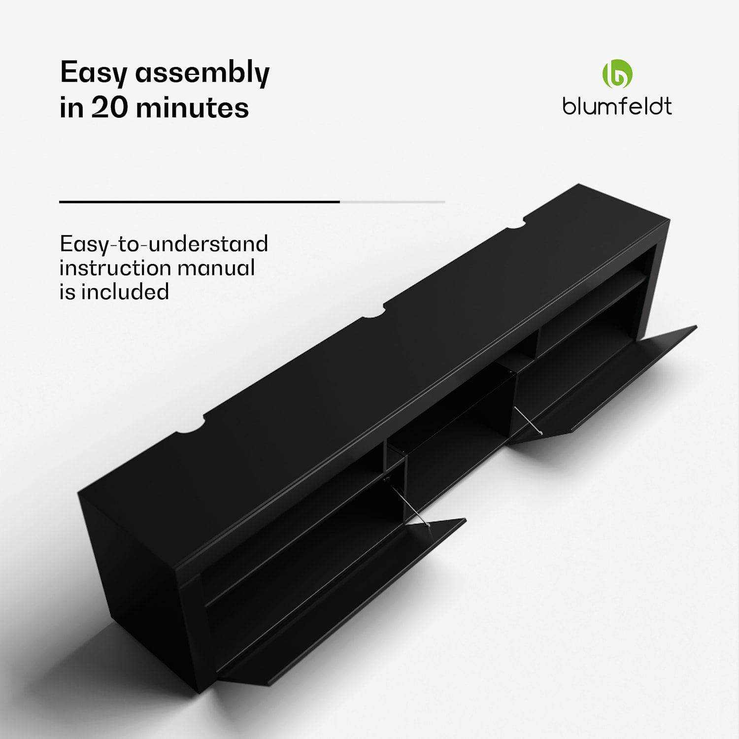 Elgin, TV szekrény, 150 x 30 x 40 cm, LED 150 x 30 x 40 cm | Fekete