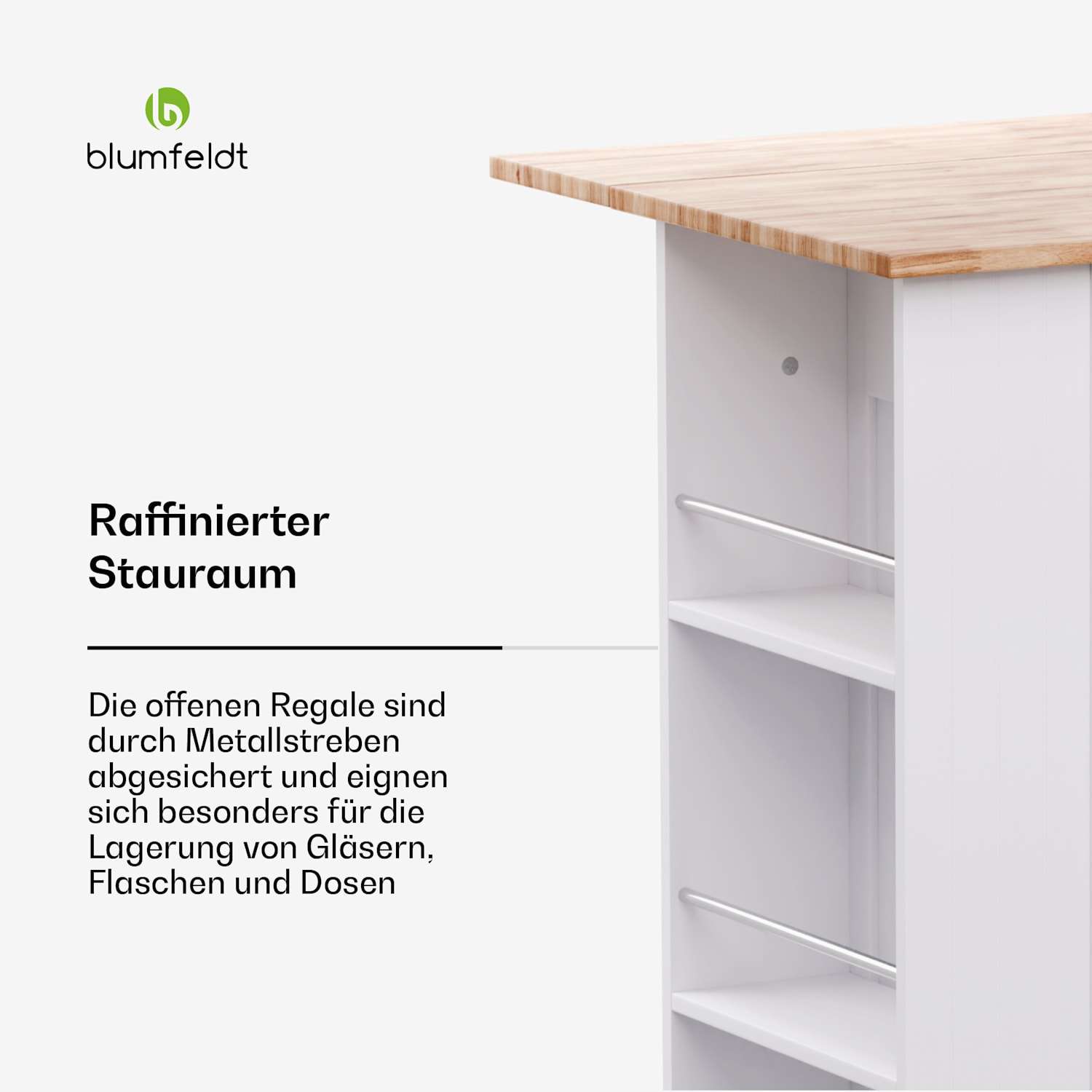 Etsu Servierwagen ausziehbare Arbeitsplatte 1 Schublade  