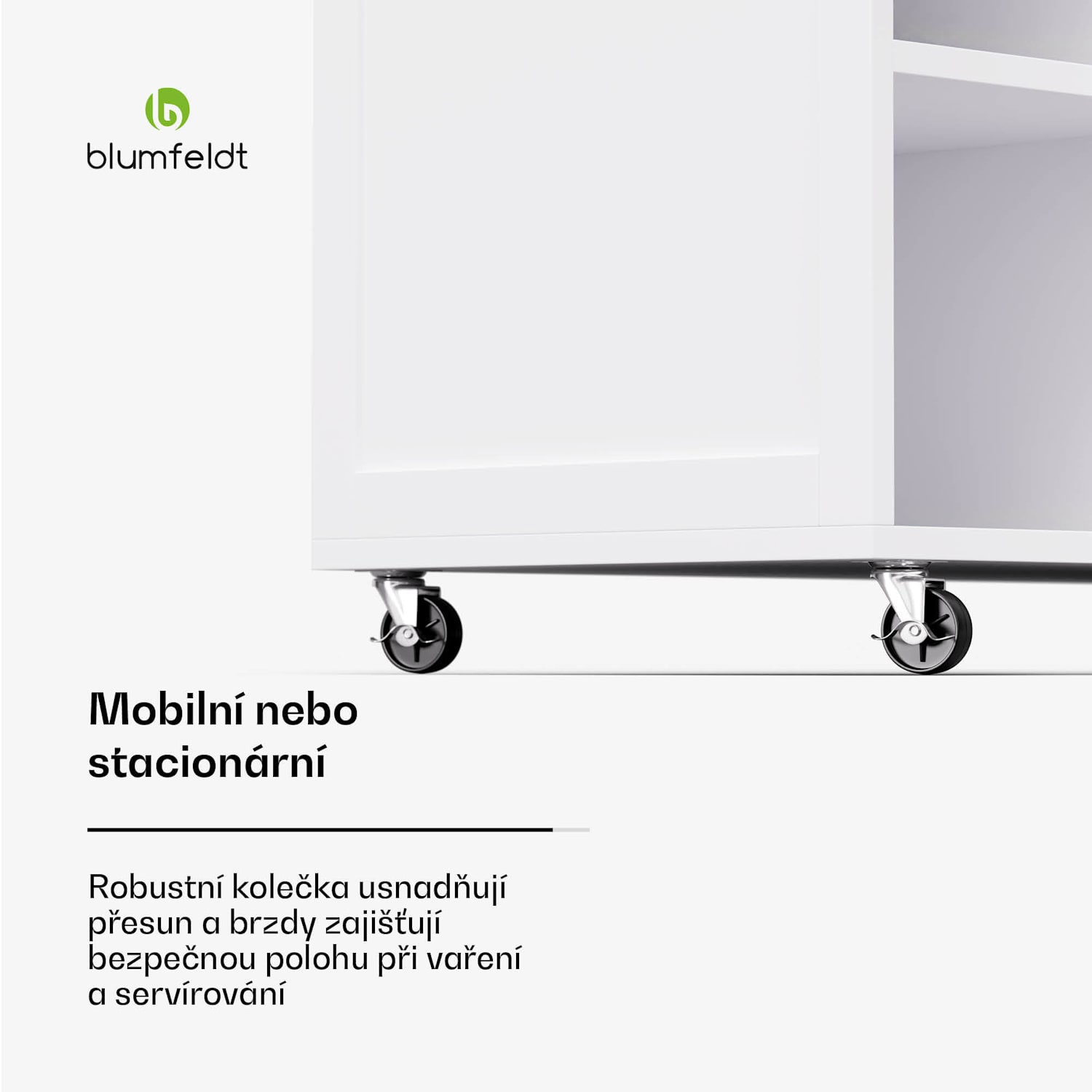 Etsu, servírovací vozík, výsuvná pracovní deska, 2 zásuvky, 2 dvířka, 2 police, kolečka s parkovací brzdou, úložný prostor, snadné čištění 