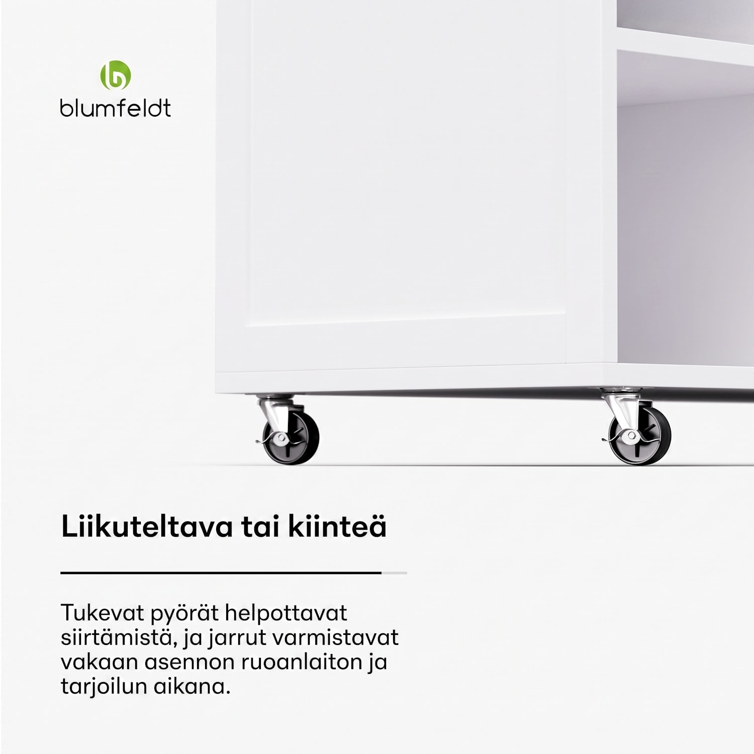Etsu tarjoiluvaunu laajennettava työskentelytaso 2 laatikkoa 2 ovea 2 hyllyä pyörät jarrulla 