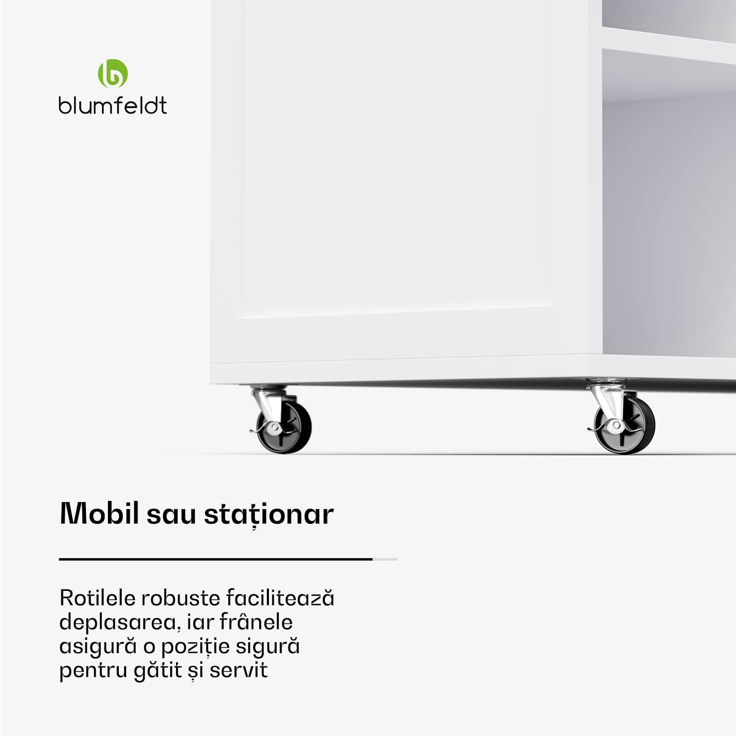 Etsu, cărucior de servire, blat de lucru extensibil, 2 sertare, 2 uși, 2 rafturi, roți cu frână de parcare, spațiu de depozitare, curățare ușoară 