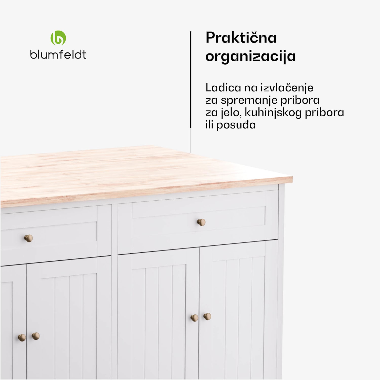 Etsu, kuhinjski otok, produljiva radna ploča, 2 ladice, 4 vrata, može se koristiti kao blagovaonski stol, spremište, lako se čisti 